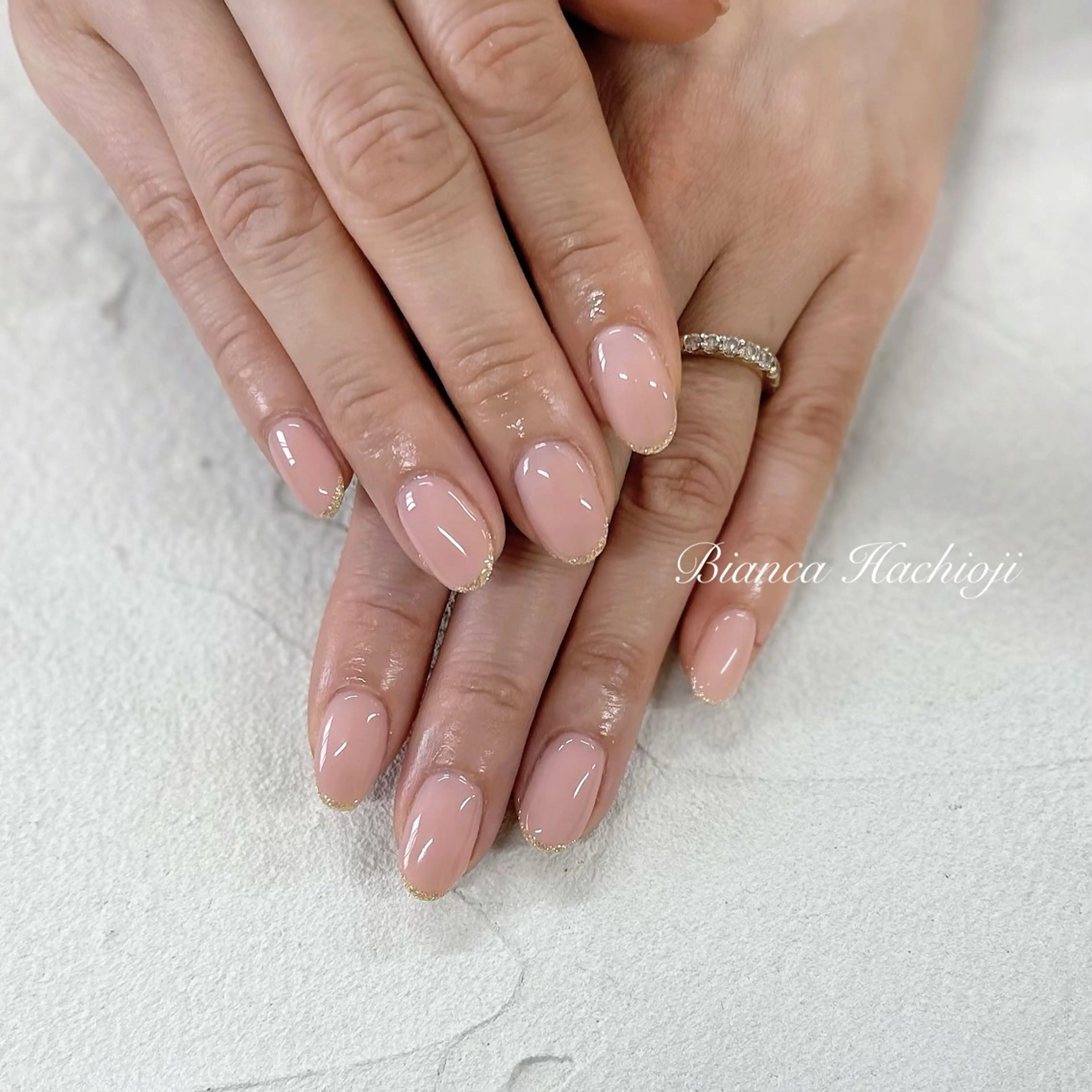 ネイル フレンチネイル ラメ(グリッター) ハンドネイル Bianca🦋 AIRAのネイルデザイン
