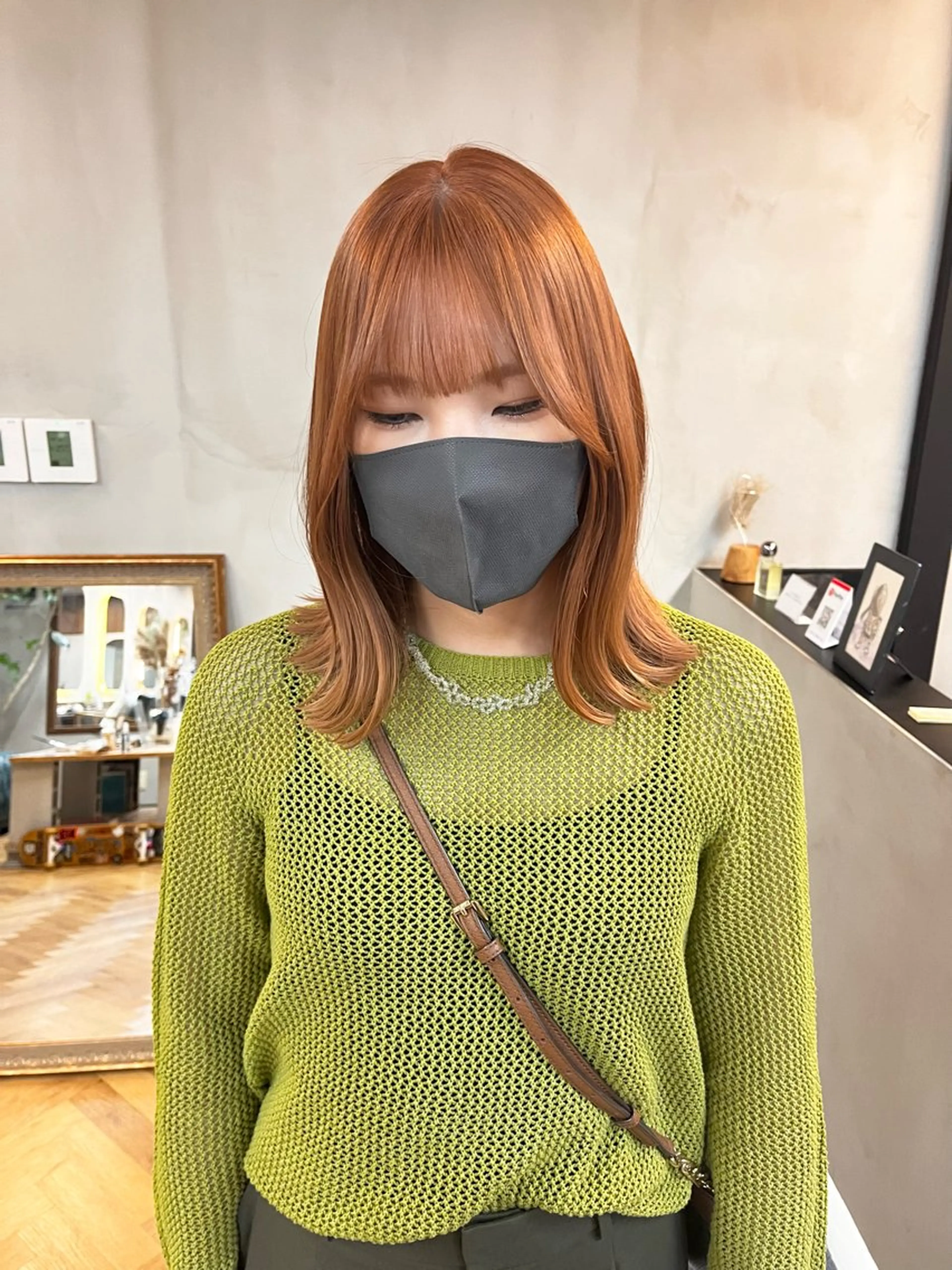 ミディアム カラー ヘアアレンジ ブリーチ esu 心斎橋店所属・ena/ブリーチなし 心斎橋・ベージュ🎀のヘアスタイル