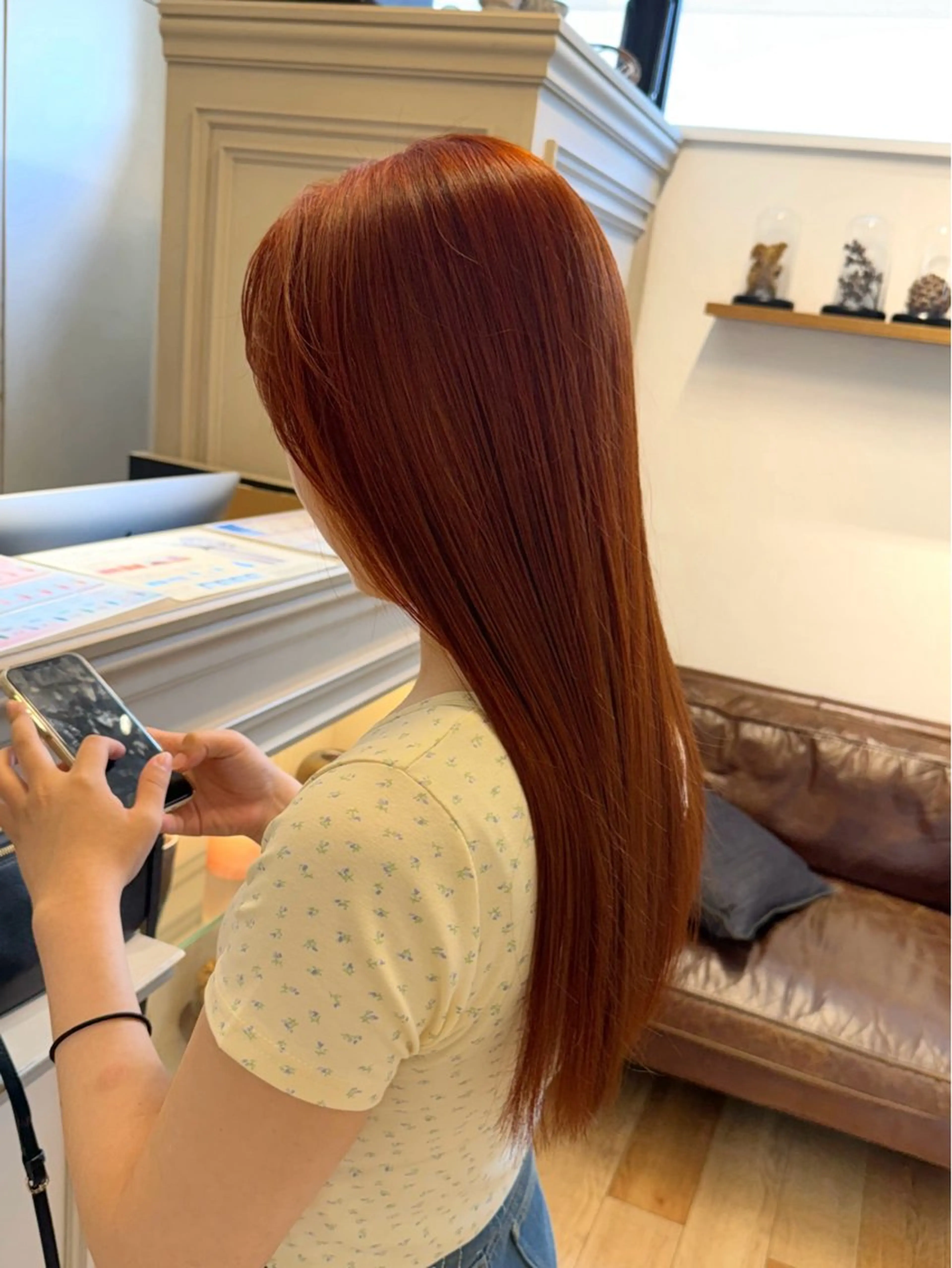 ロング カラー オレンジ ヘアカラー トリートメント 艶カラー 🤍🫧/makoのヘアスタイル