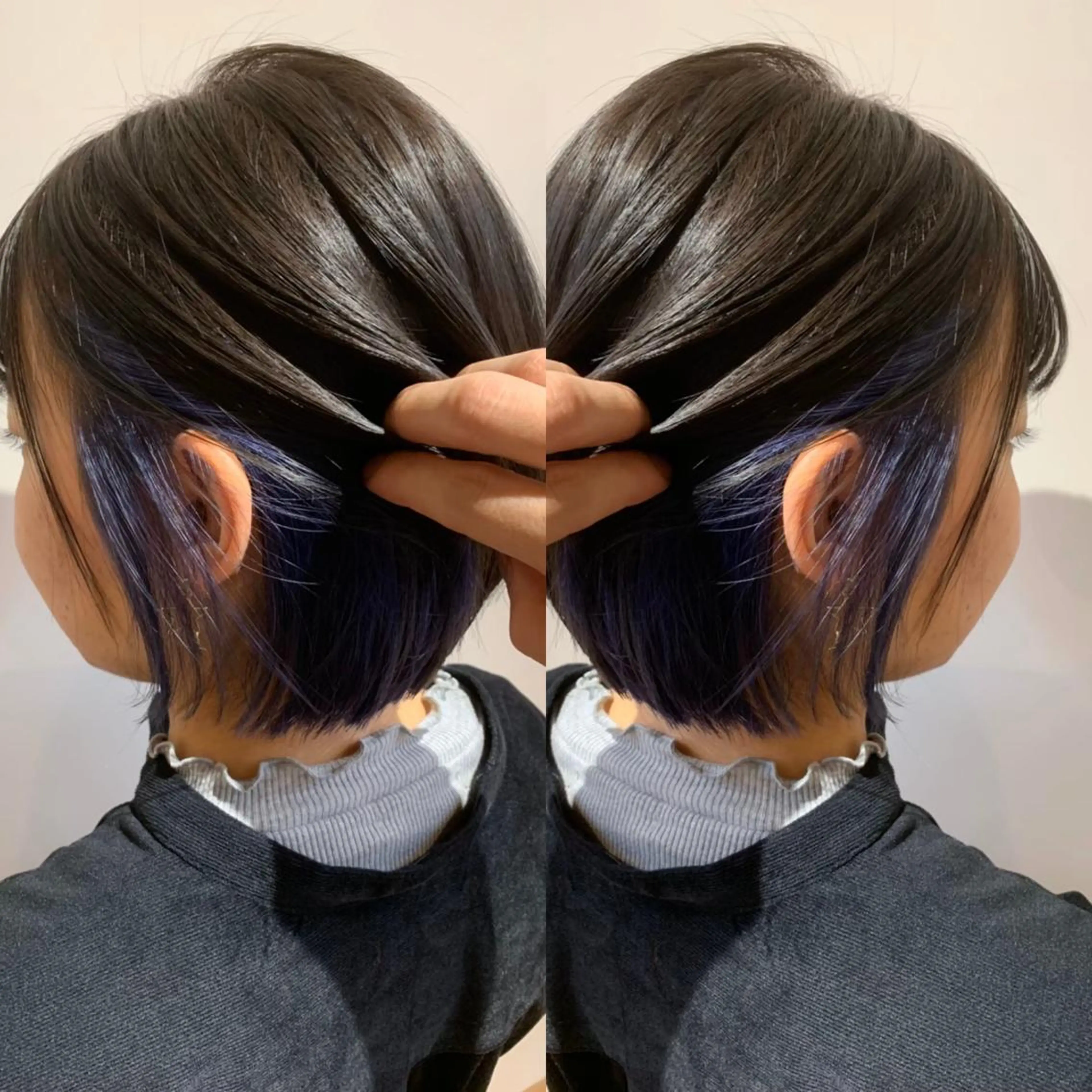 ショート カラー ブルーカラー ブルーパープル パープルカラー 韓国🇰🇷 ✂︎hair 内田愛のヘアスタイル