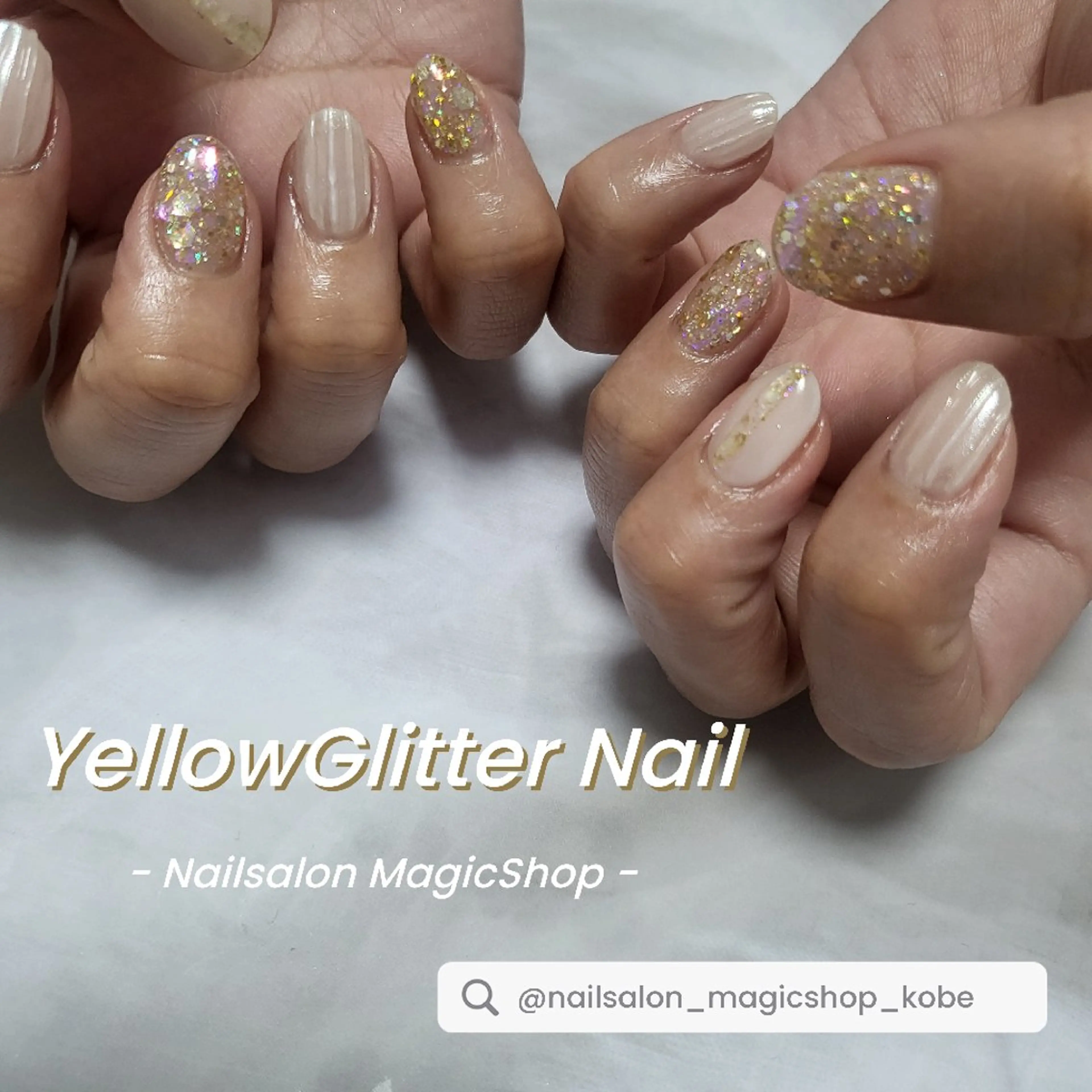 ネイル クリアネイル ジェルネイル ゴールド ゴージャス キラキラネイル ハンドネイル Nailsalon MagicShopのネイルデザイン