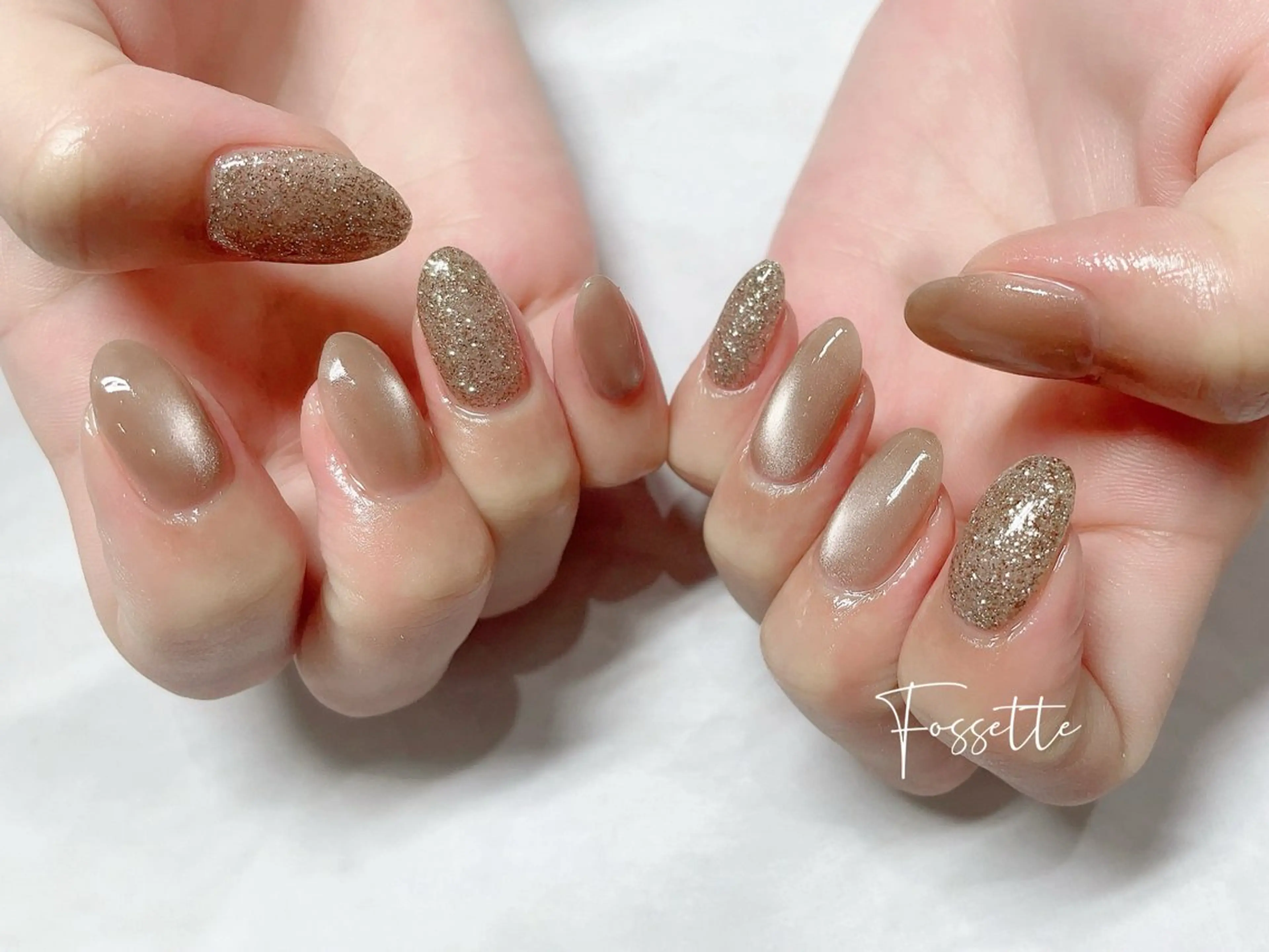 ネイル フラッシュネイル キラキラネイル ラメ(グリッター) マグネットネイル nailsalon Fossetteのネイルデザイン