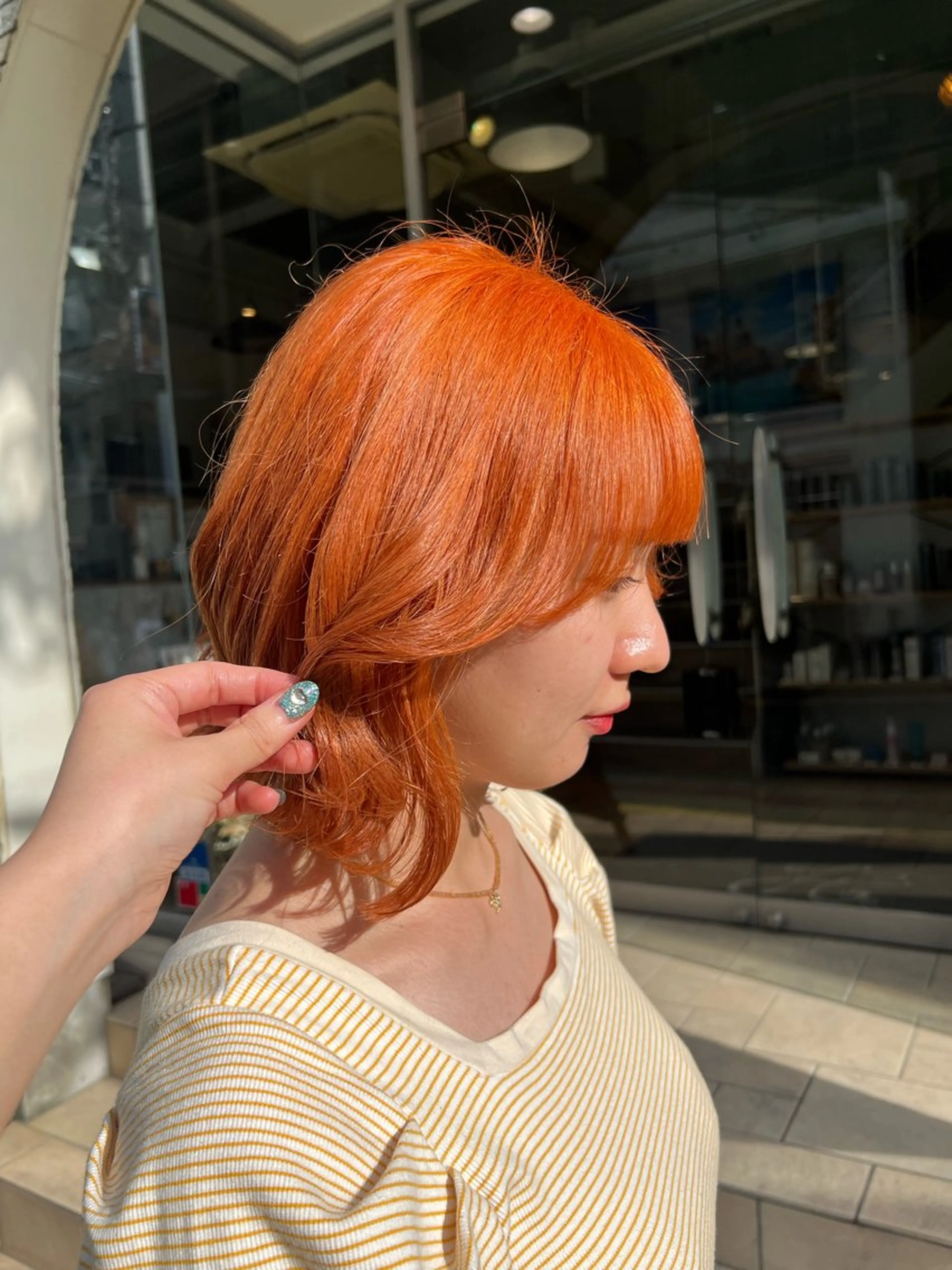 カラー オレンジ ヘアカラー トリートメント インナーカラー♡ Nanakoのヘアスタイル