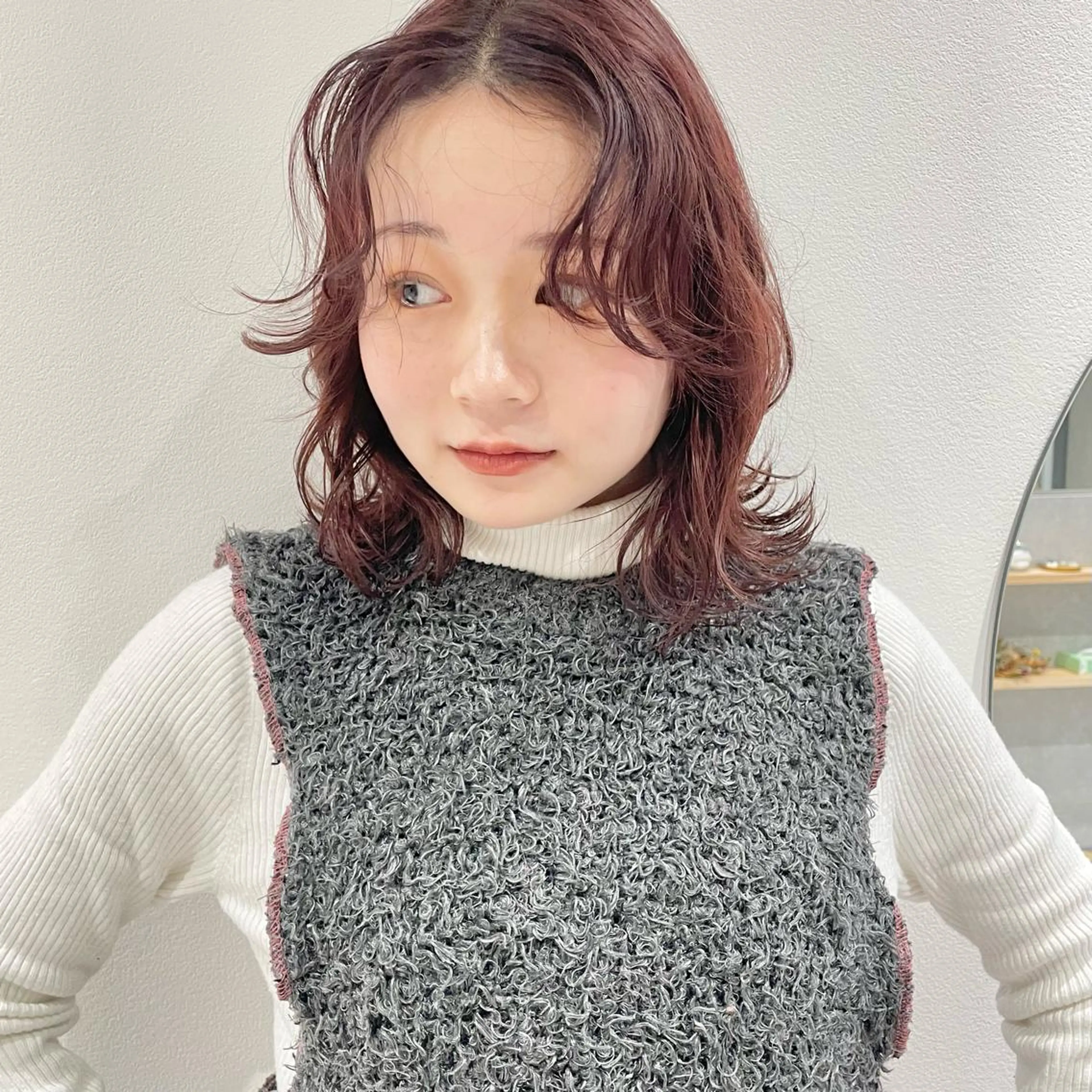 ミディアム カラー カット ヘアカラー トリートメント 🍊暖色×顔周り 🍊cocoroのヘアスタイル