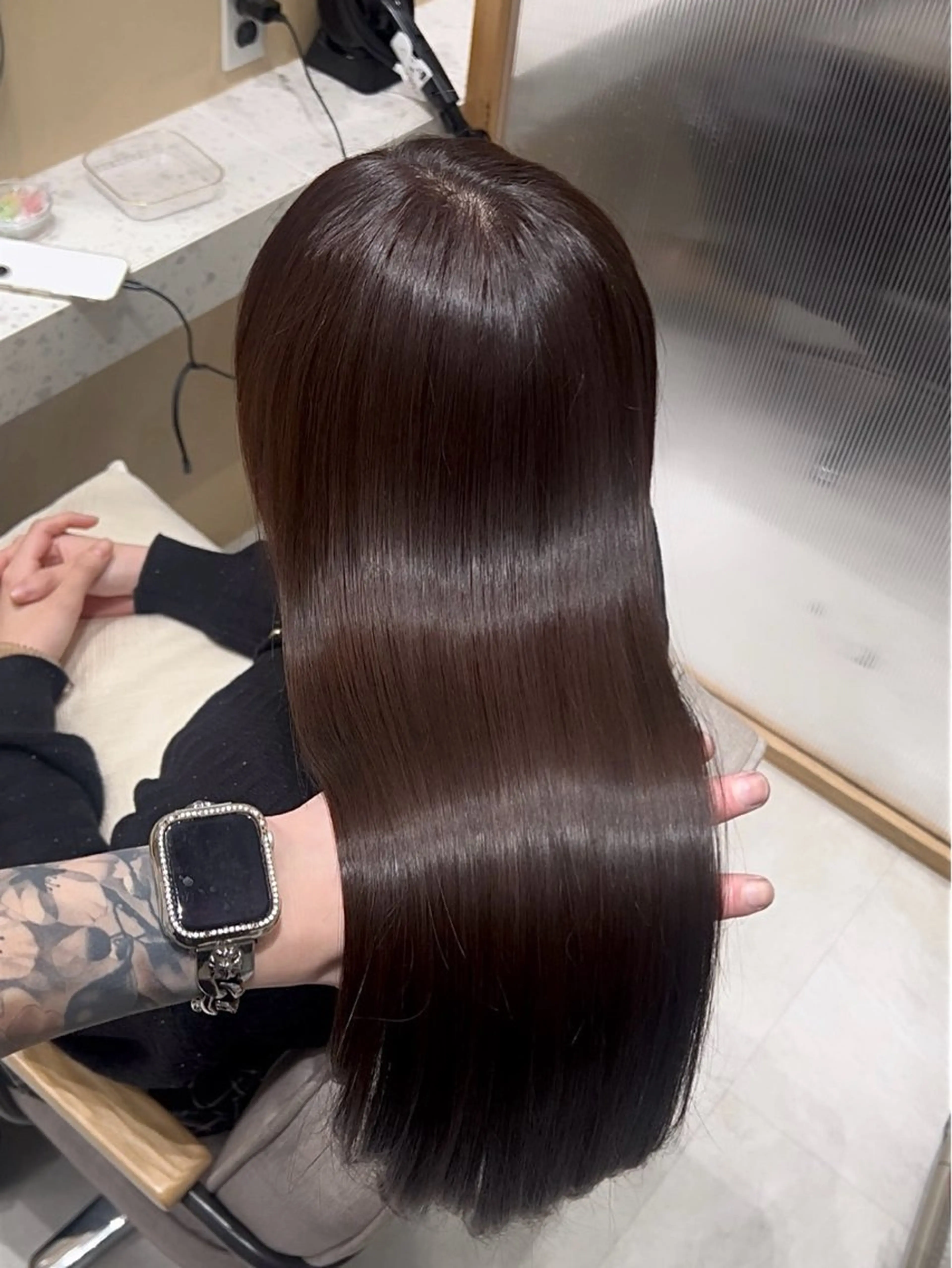 セミロング ケアカラー チョコレートブラウン 髪質改善 トリートメント カット ヘアカラー トリートメント 💎髪質改善/艶髪 💎mizuki💎のヘアスタイル