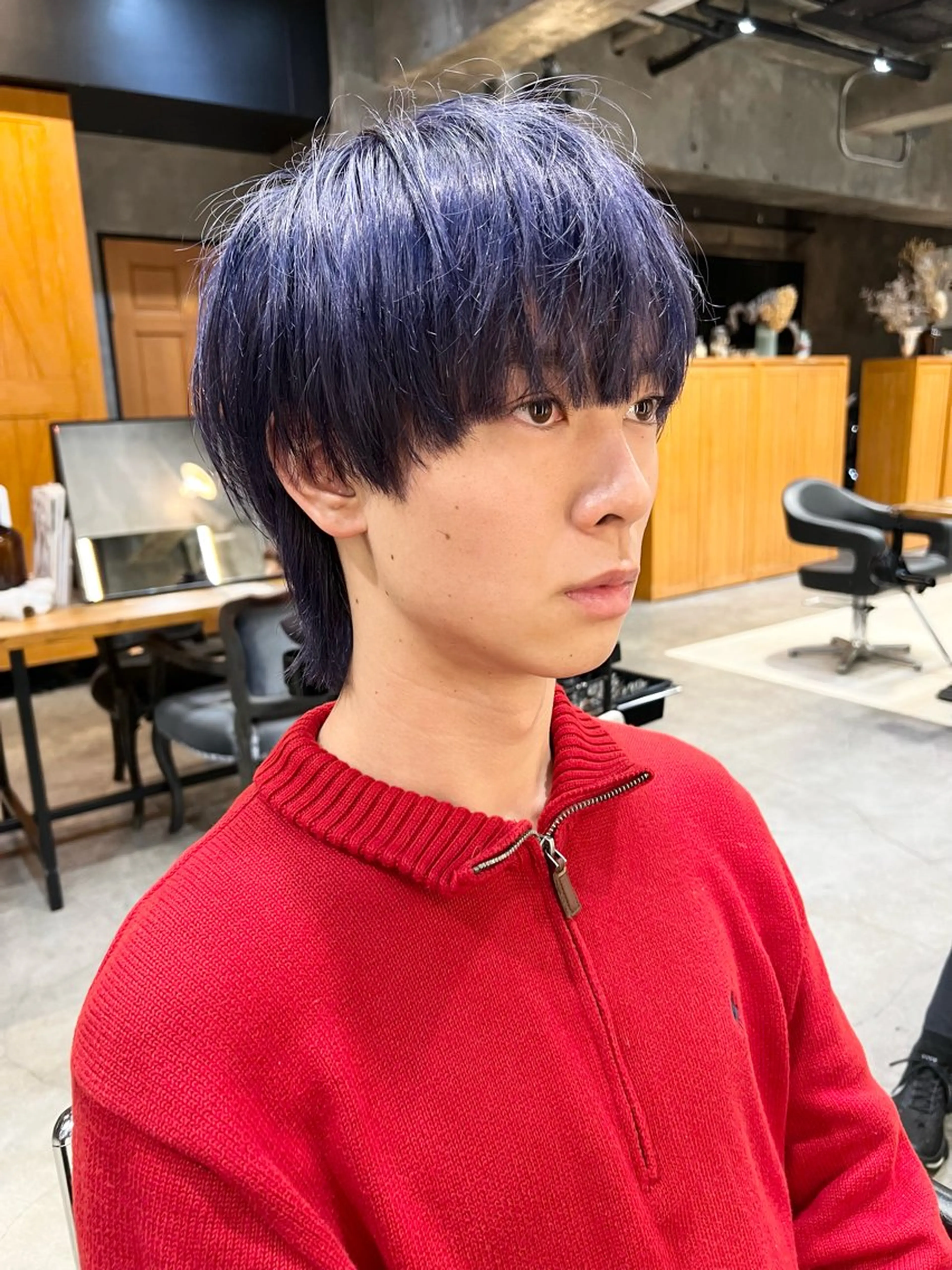 カラー メンズ マッシュウルフ マッシュ メンズウルフカット バイオレットカラー ウルフカット ヘアカラー GO TODAY 原宿本店所属・🎁曲がる縮毛矯正 /DAIKIのヘアスタイル