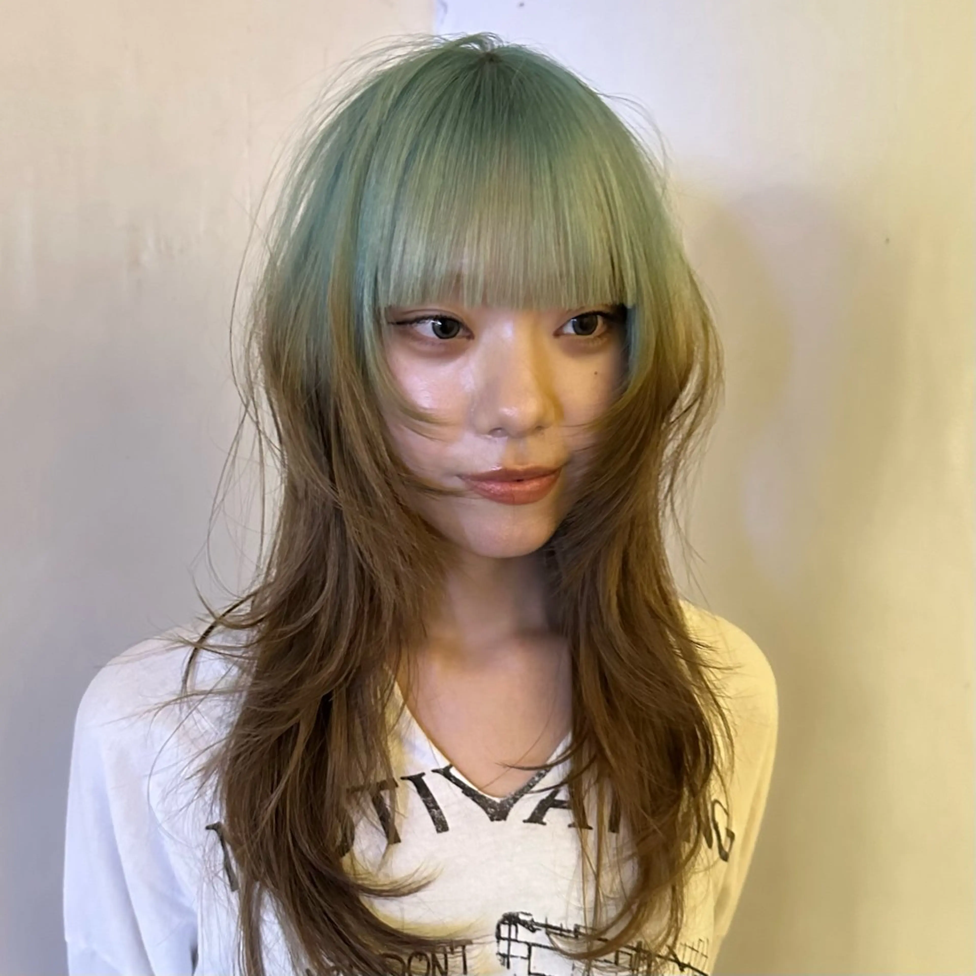 ロング カラー ブラウンカラー ミント カット ヘアカラー K.e.y所属・mi sakiのヘアスタイル
