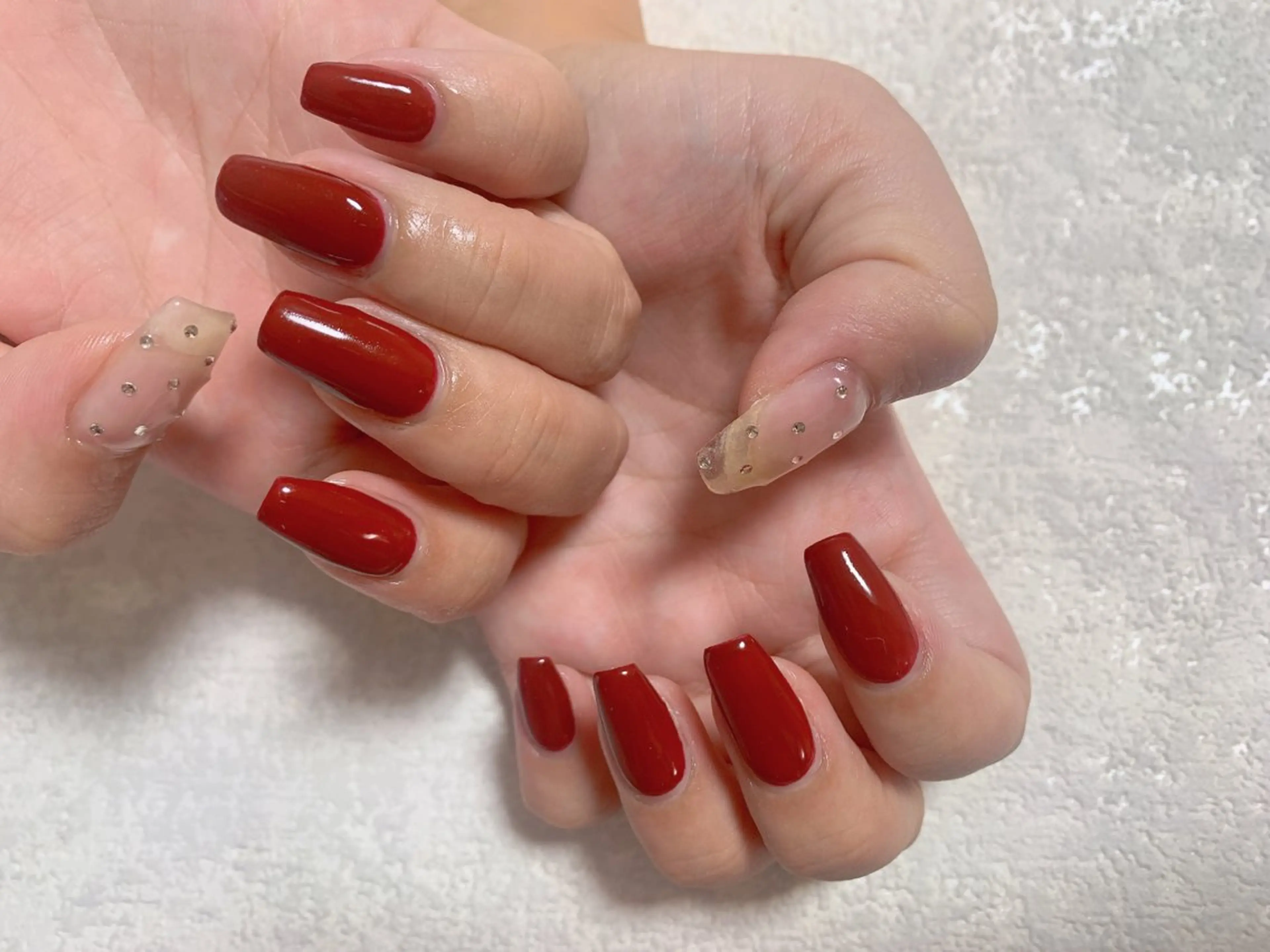 ネイル ボルドー ジェルネイル 韓国ネイル メンズネイル ワンカラーネイル kiki nail たまプラーザのネイルデザイン