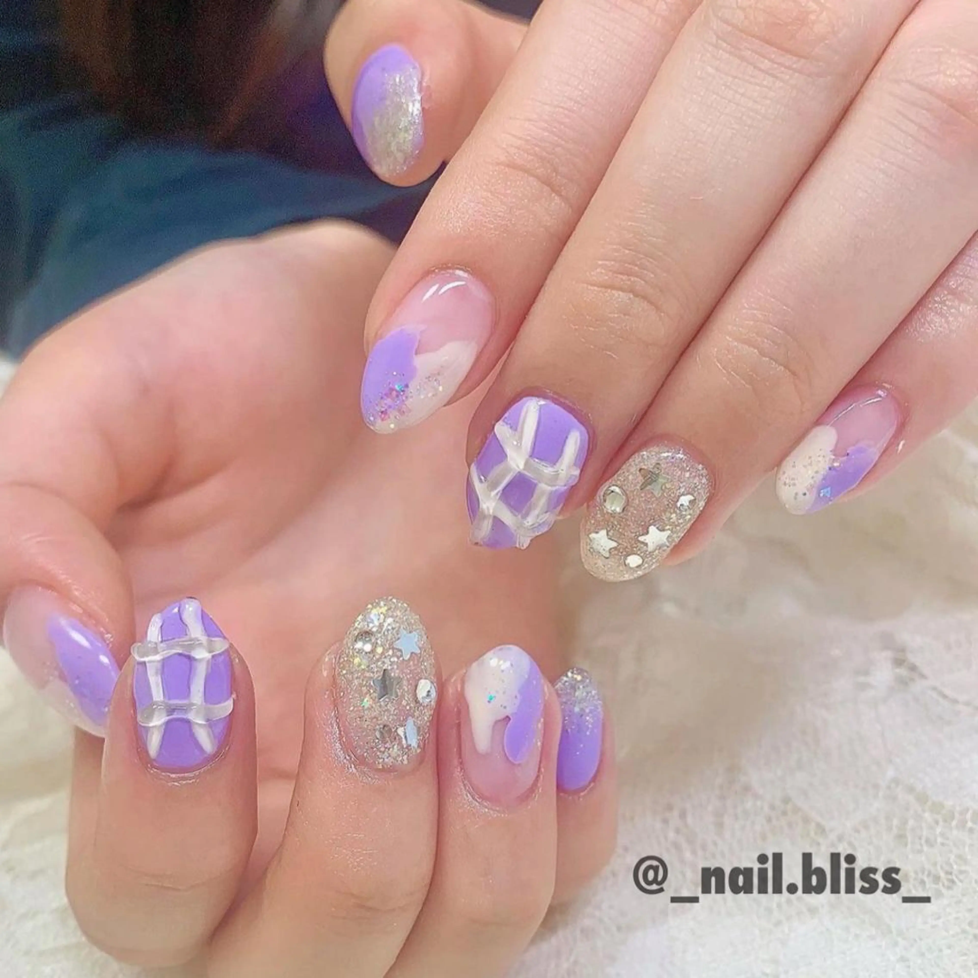 ネイル パープル ハンドネイル NAIL BLISSのネイルデザイン