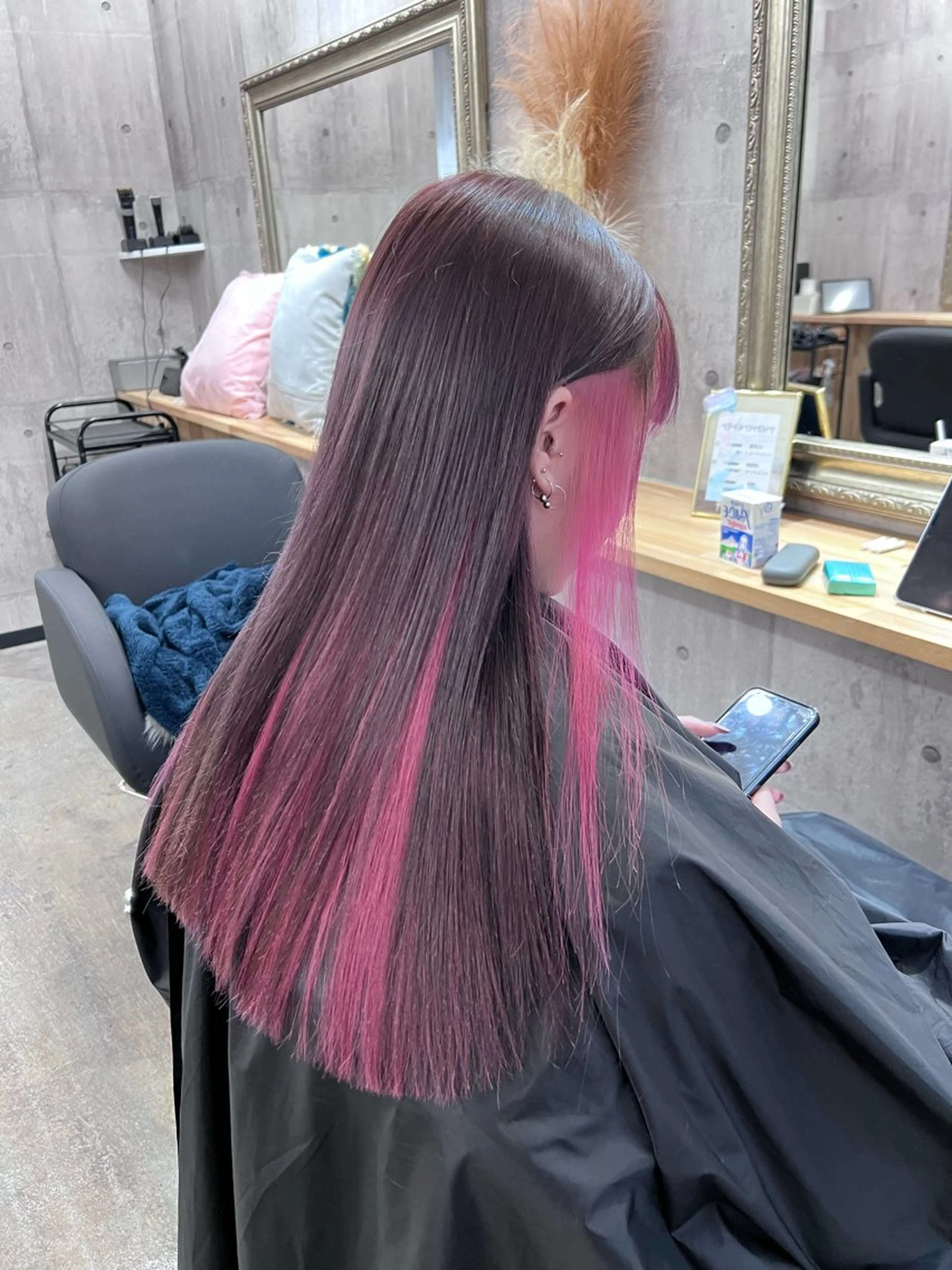 ミディアム サニーサイド大名 ダブルカラー髪質改善のヘアスタイル