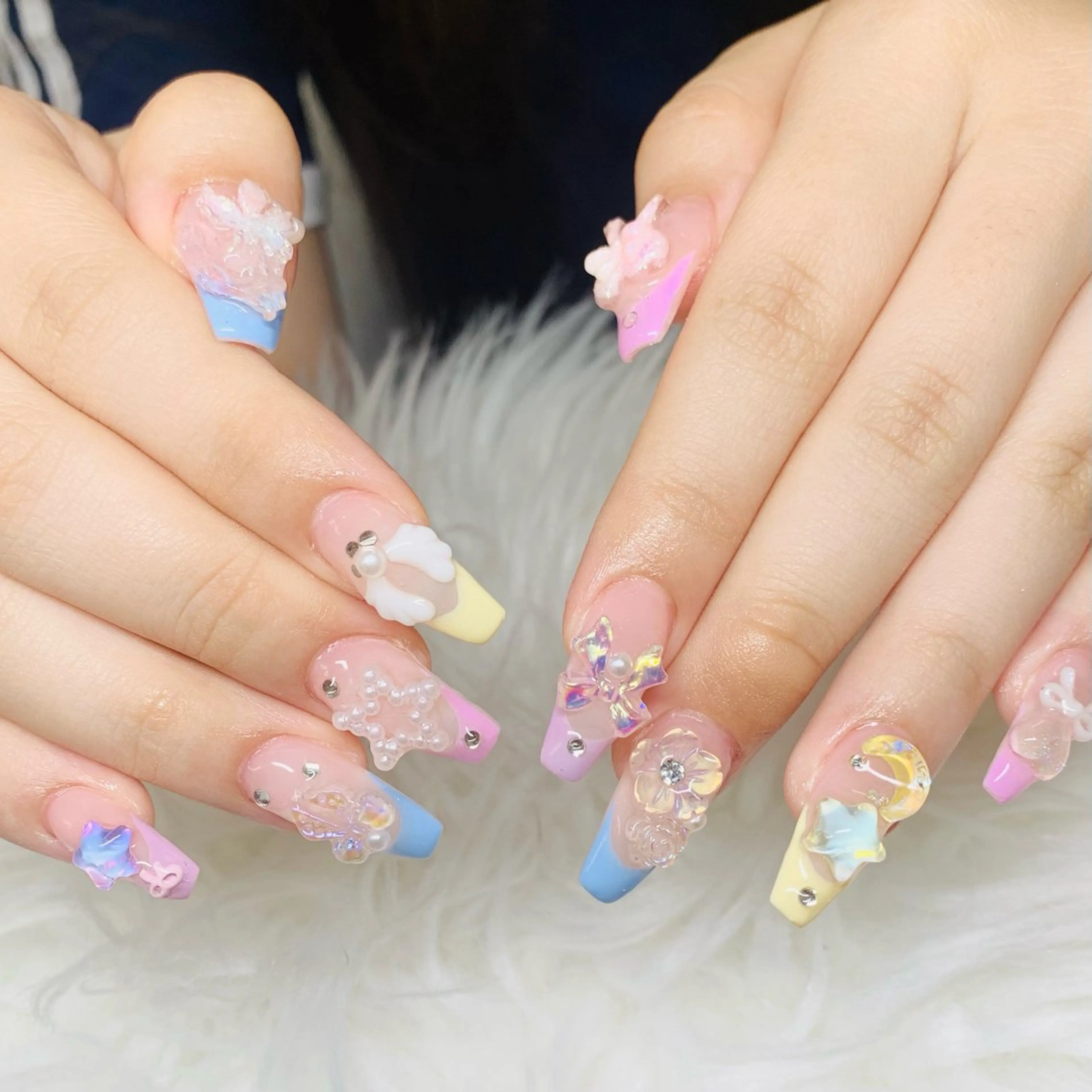 ネイル チークネイル 長さ出し フットネイル マグネットネイル 持ち込み ハンドネイル ANH NAIL ゴテゴテ専門店💎のネイルデザイン