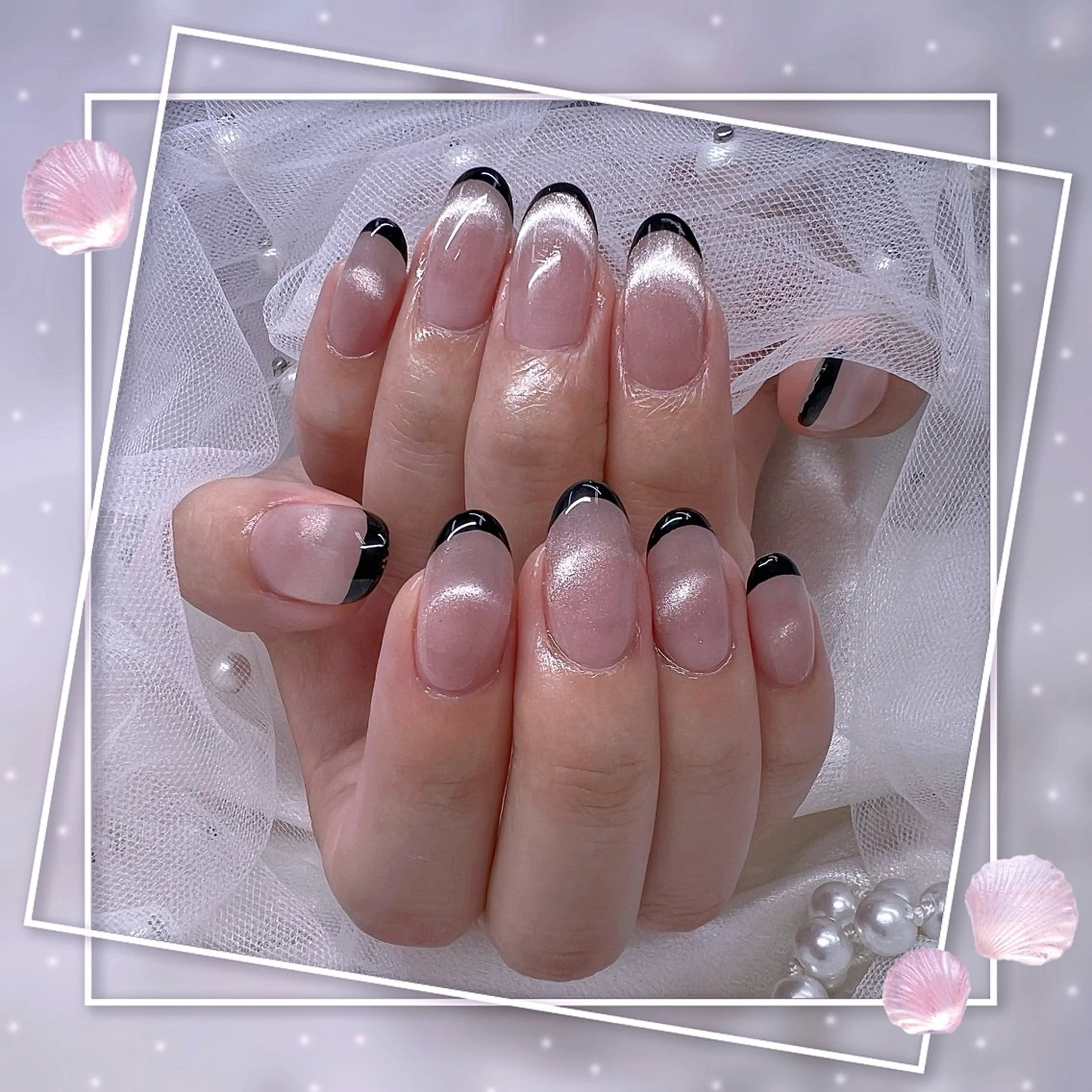 ネイル チークネイル フレンチネイル グラデーション マグネットネイル マグネットフレンチ ハンドネイル Chill Nailsalonのネイルデザイン