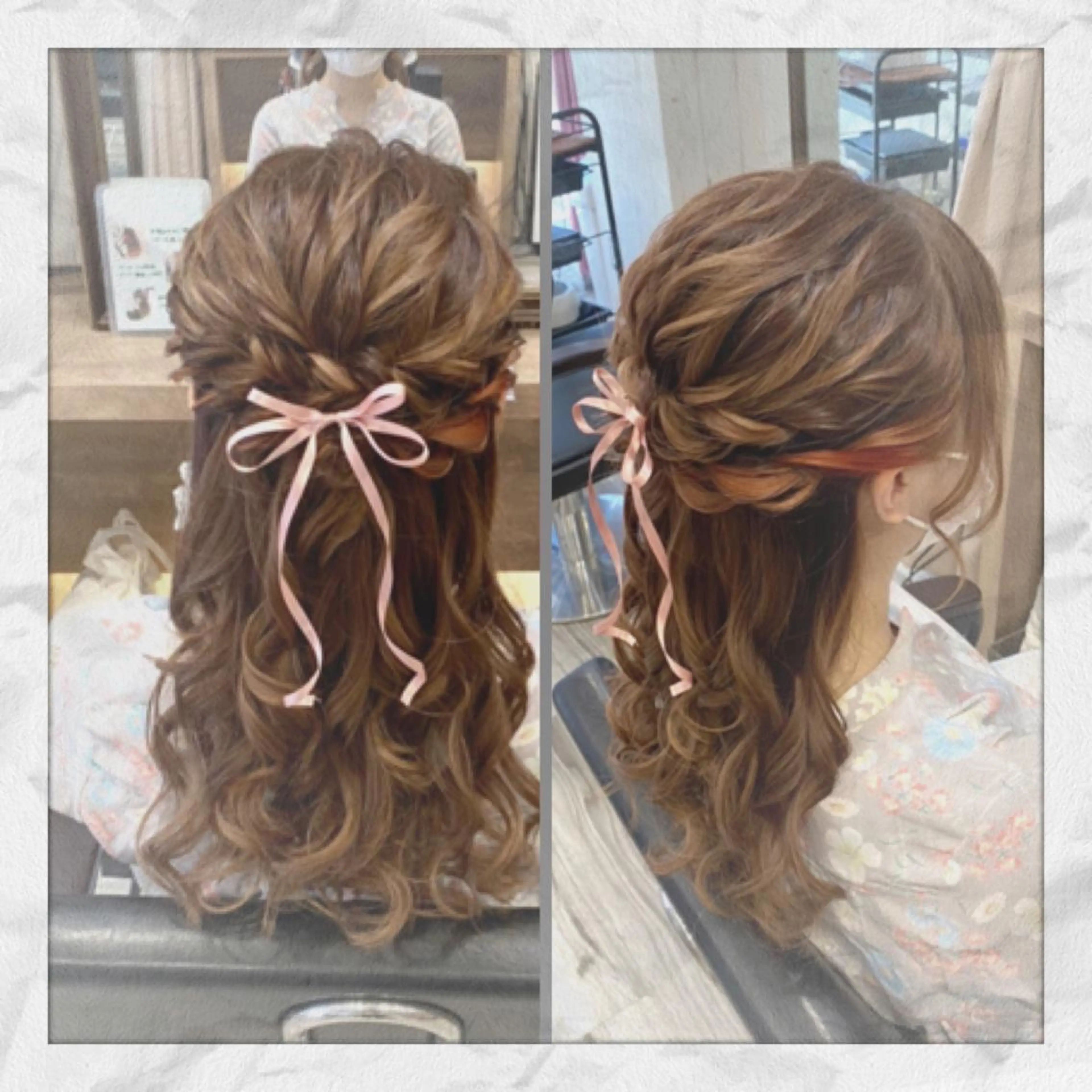 セミロング ヘアアレンジ ハーフアップ ヘアセット ヘアセット/着付け 𓇼 松本 夏美𓇼のヘアスタイル