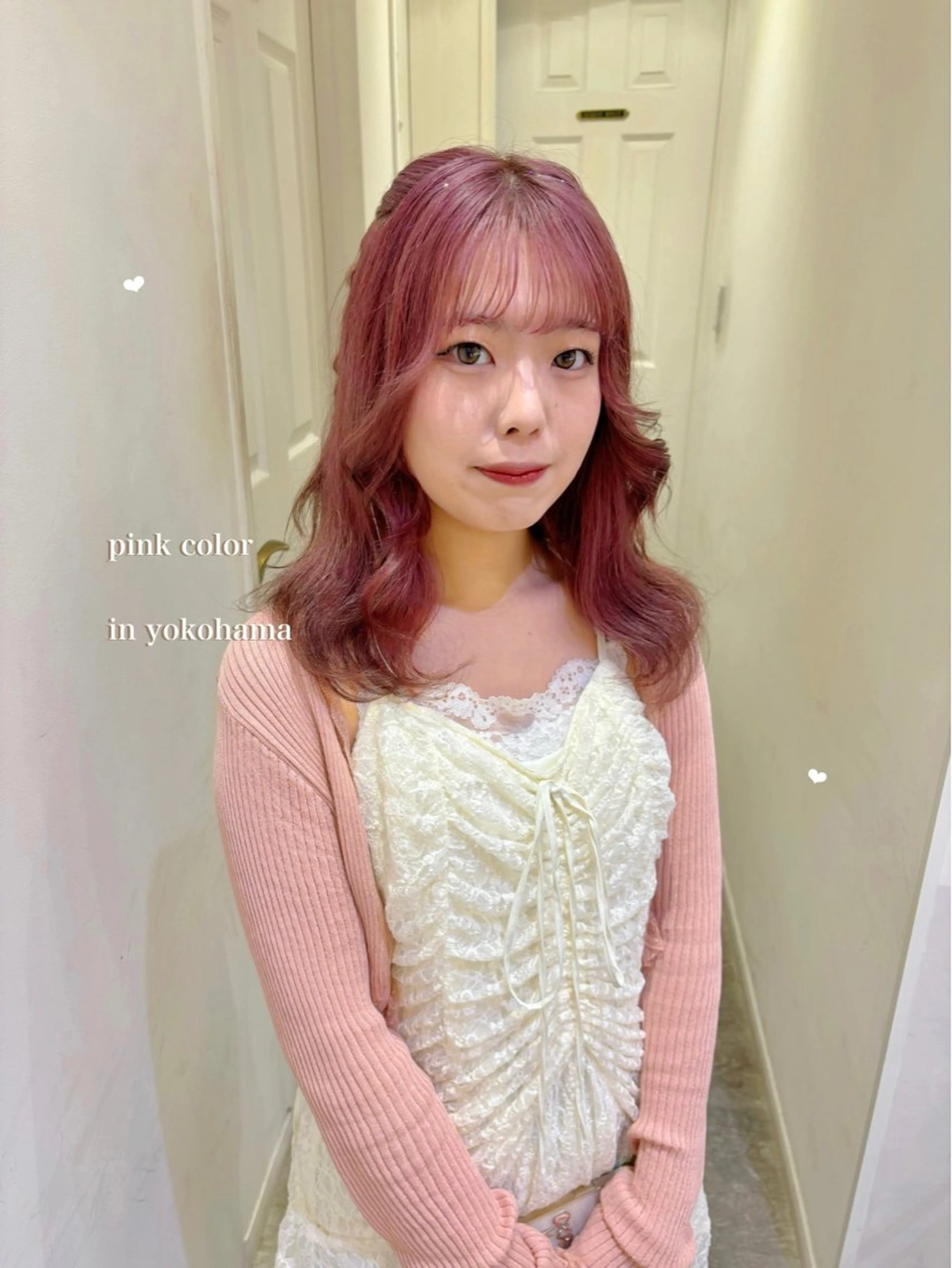 ミディアム カラー ハイトーンカラー ピンクカラー ヘアカラー エクステ/ハイトーン 🐏☁️miminaのヘアスタイル