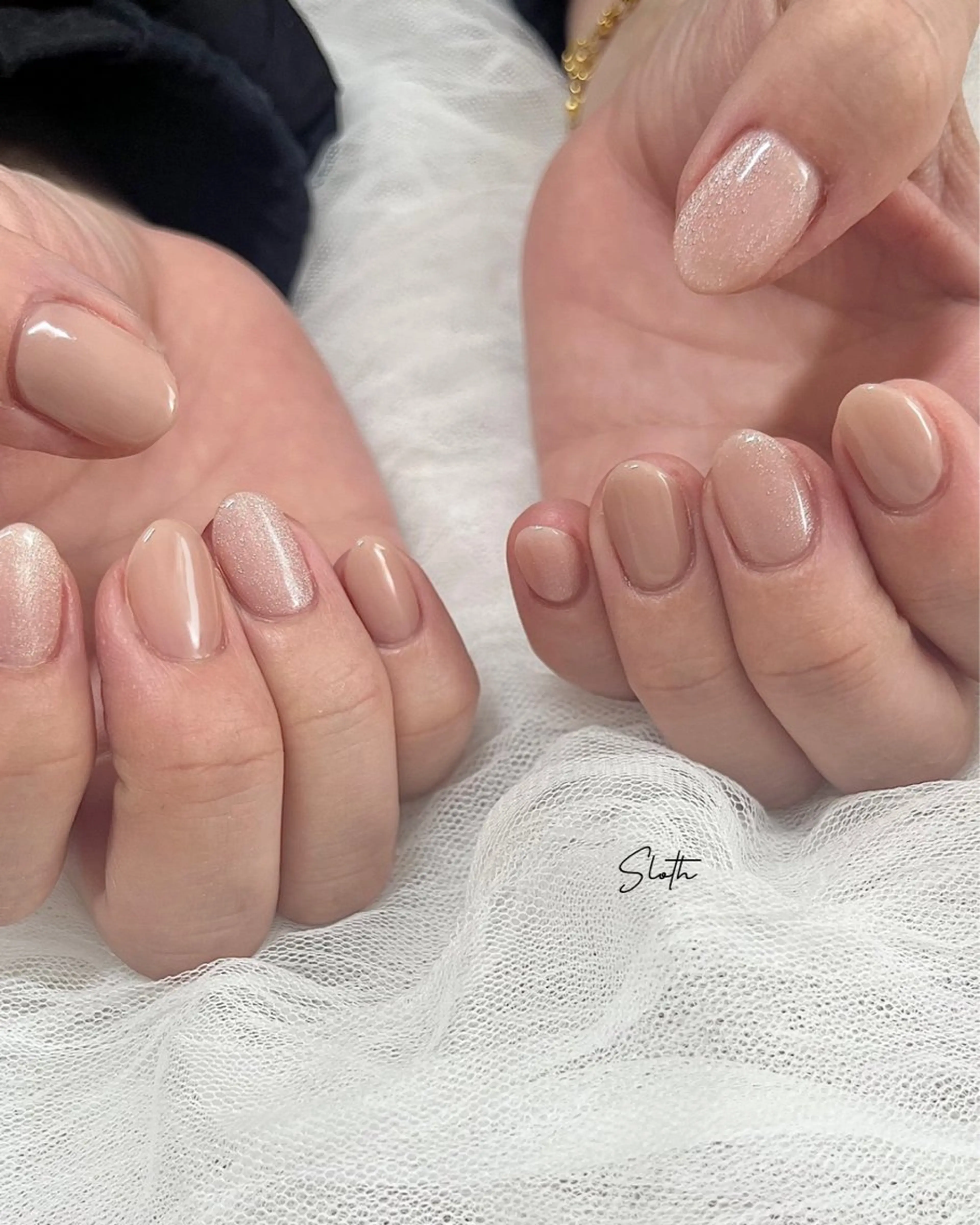 ネイル ラメ(グリッター) マグネットネイル ワンカラーネイル ピンク ピンクベージュ nail salon slothのネイルデザイン