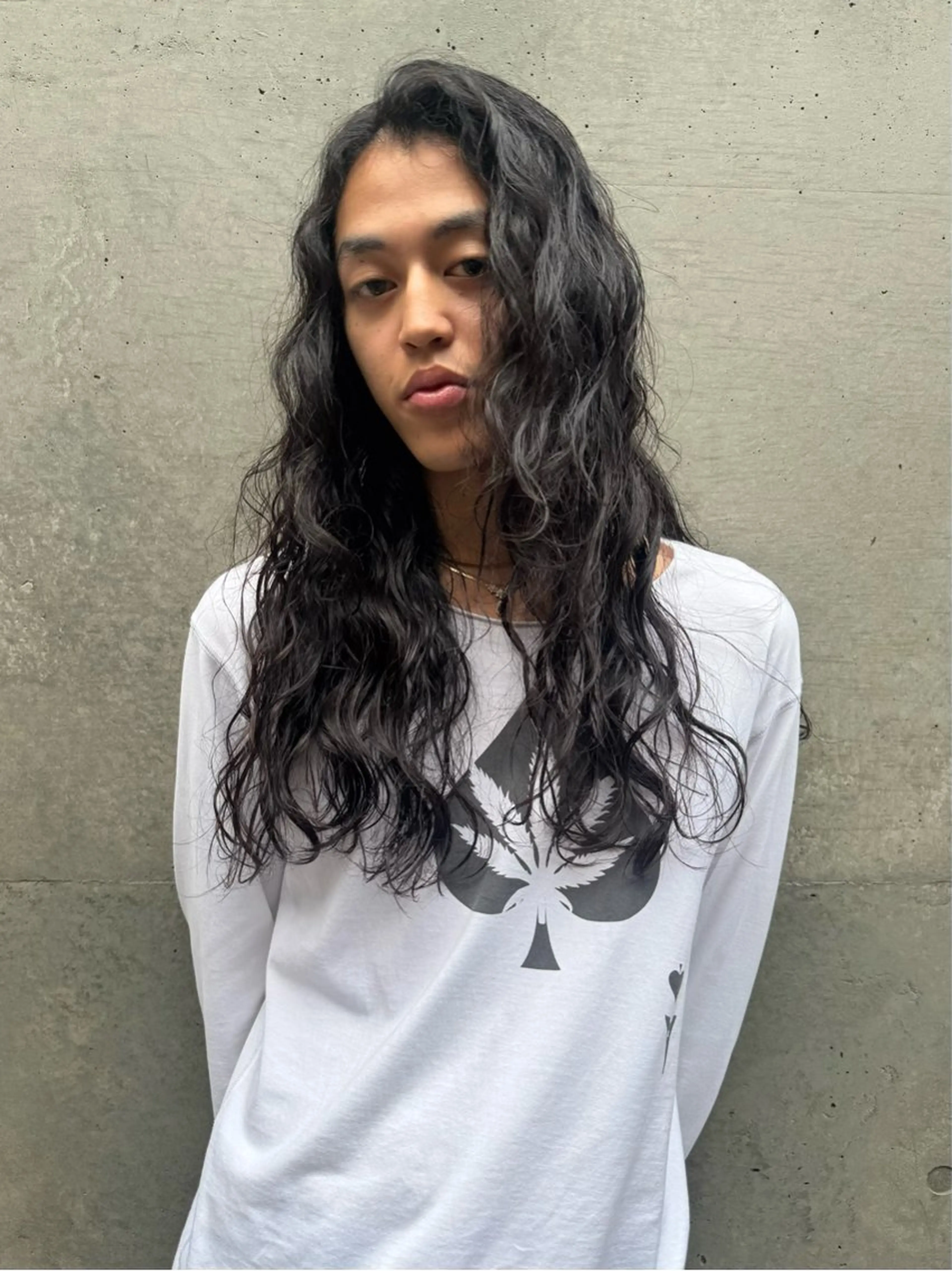 ロング パーマ メンズ ロング カット パーマ 神田橋 翔太郎のヘアスタイル