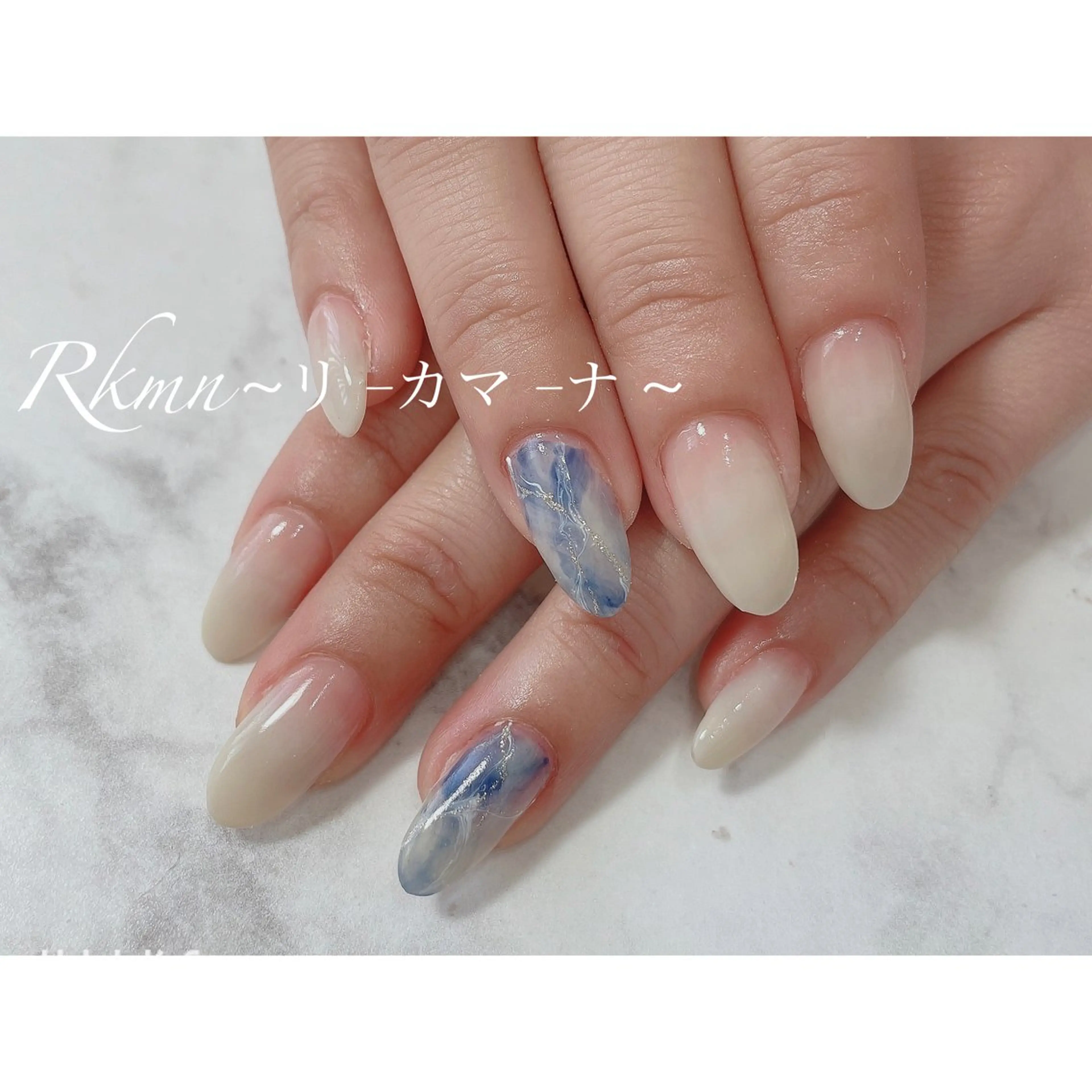 ネイル アートネイル ニュアンスネイル 春ネイル ホワイト ハンドネイル フットネイル ハンドケア Rkmn ~リ-カマ-ナ~のネイルデザイン