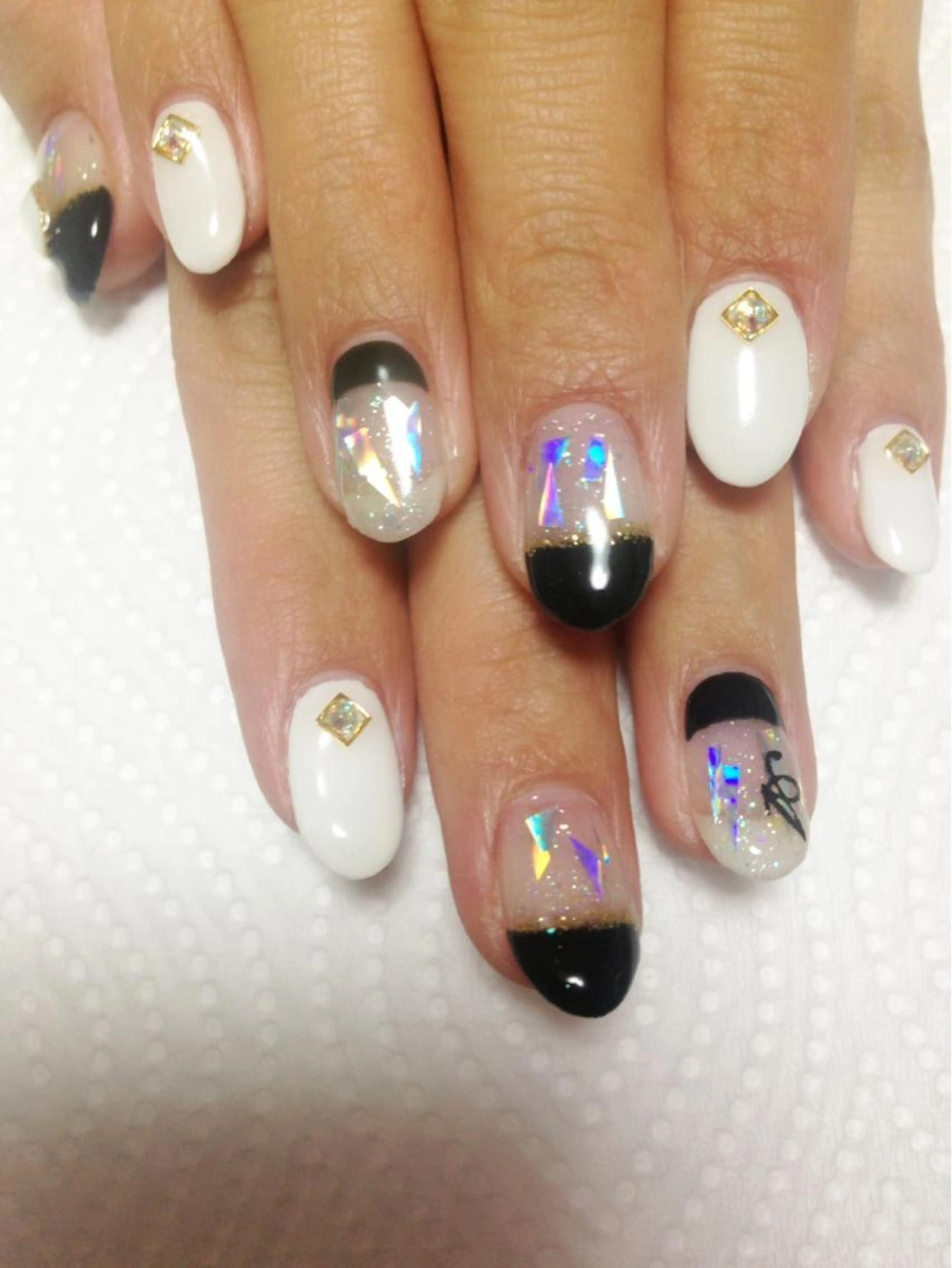 チップとジェルでのスカルプ付き)成人式ネイル150分アート付きコースの写真