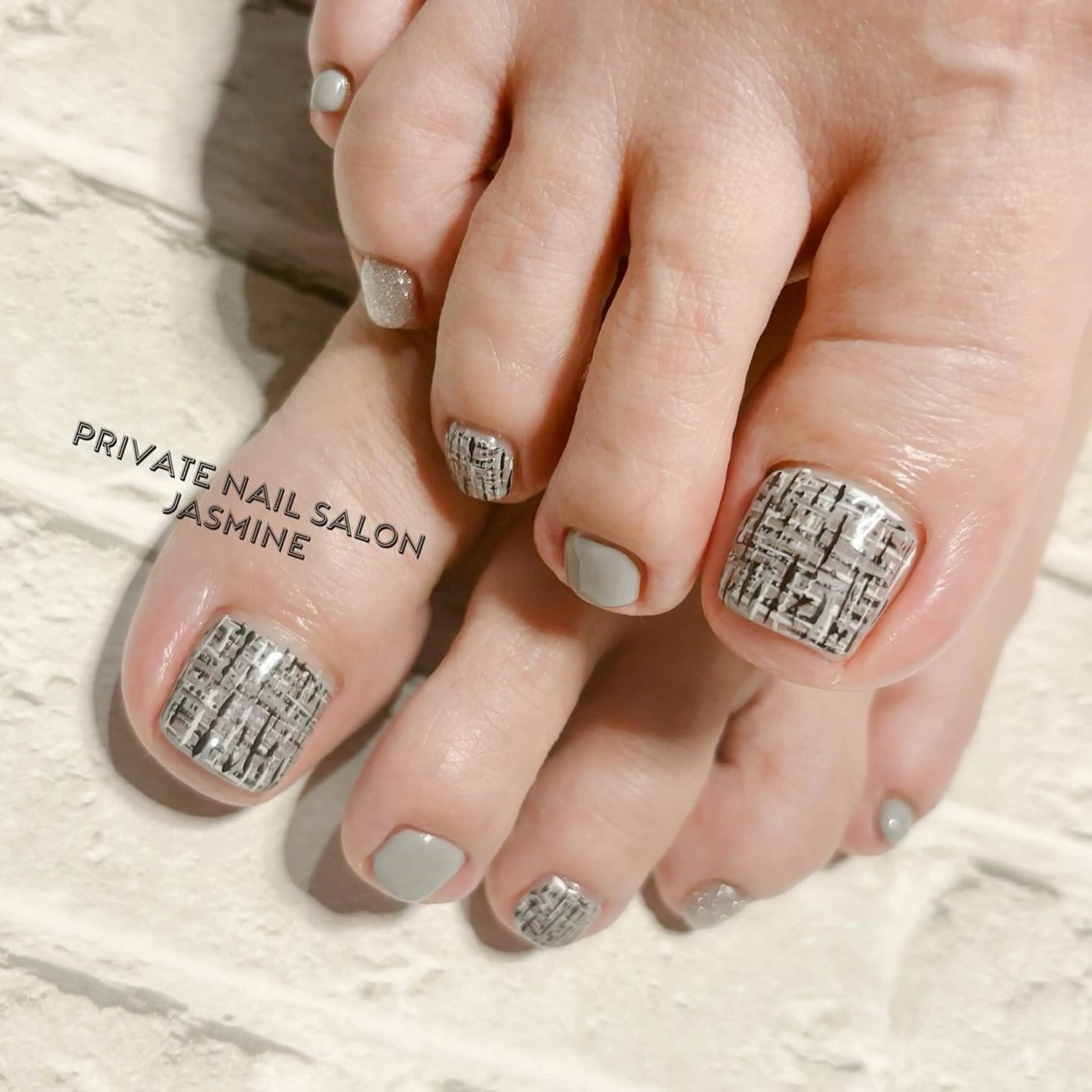 ネイル フットネイル ツイードネイル フットネイル Nail salon JASMINEのネイルデザイン