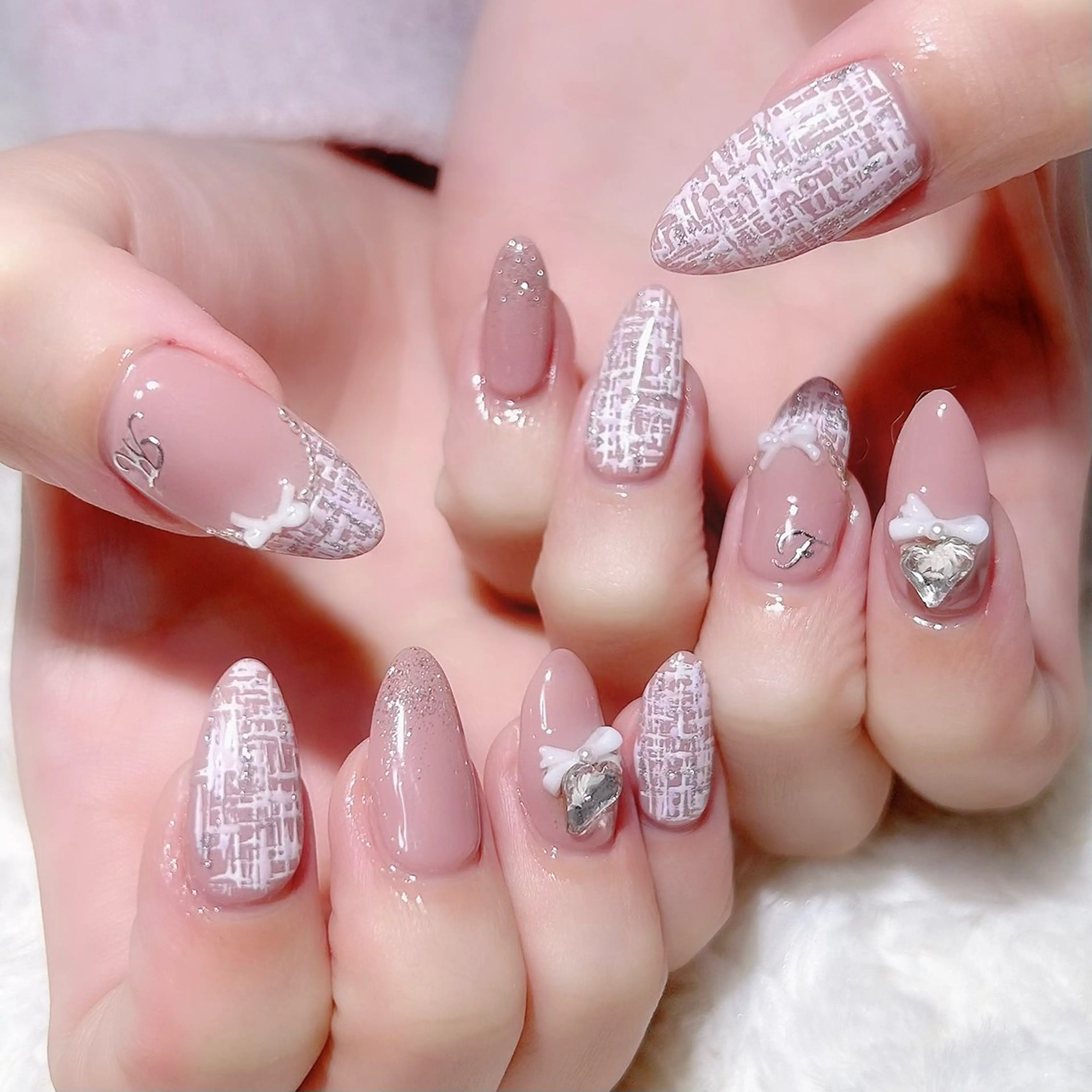 ネイル 持ち込み ツイードネイル ハンドネイル momo nail所属・Naruse Momoのネイルデザイン
