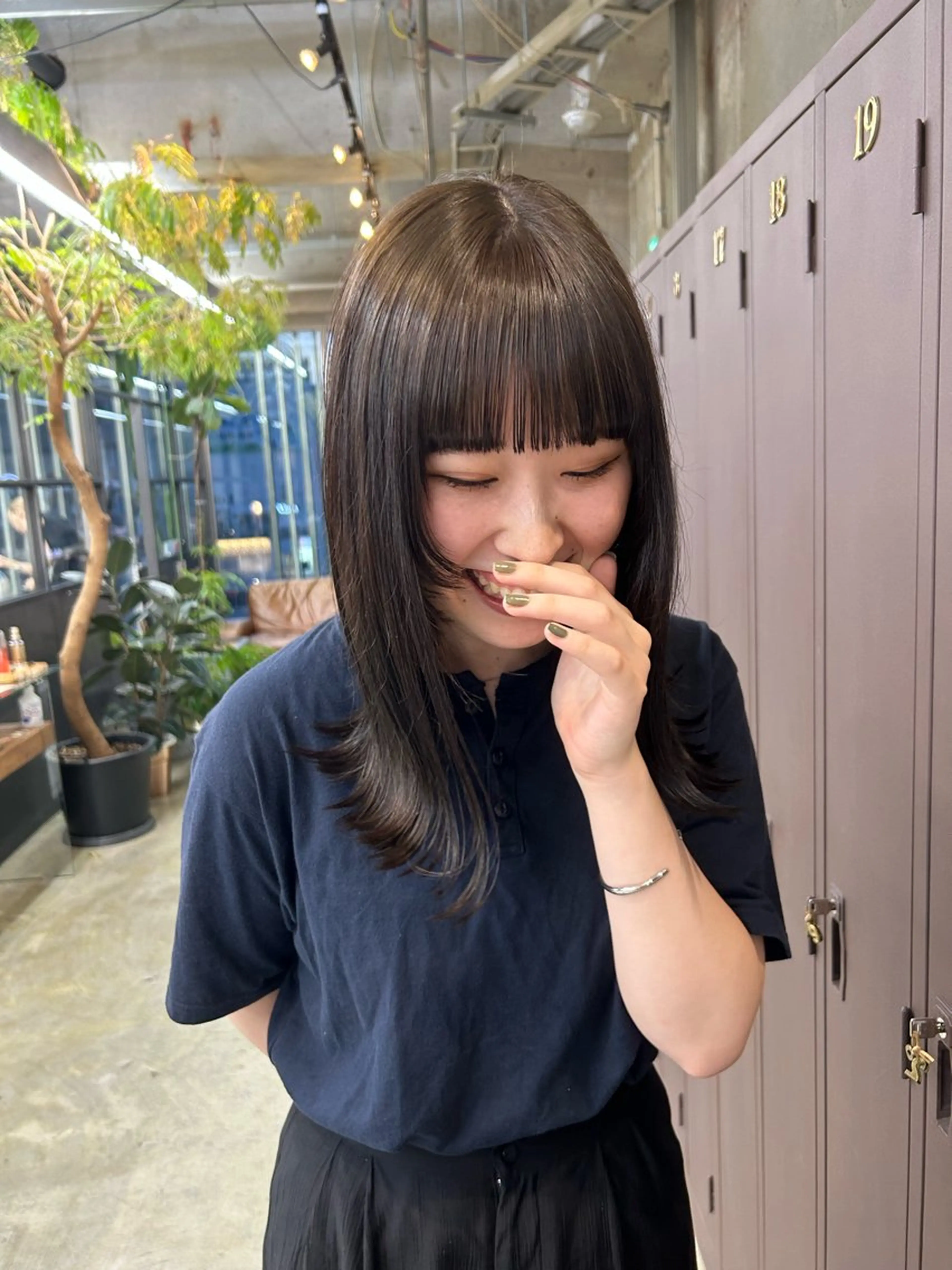 セミロング カラー オリーブカラー 小川真歩/パーマ /暖色オリーブのヘアスタイル