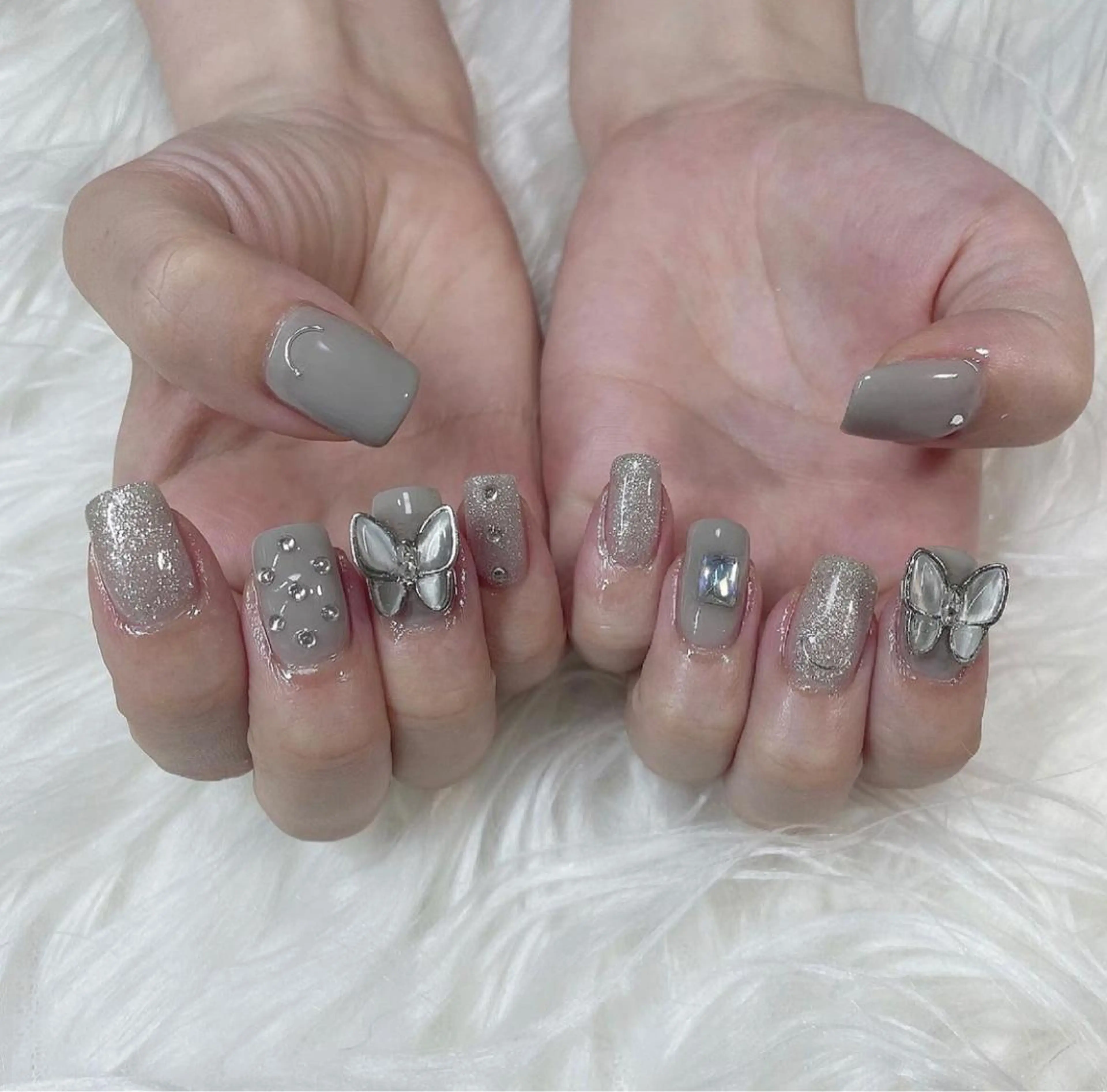 カラー ネイル 持ち込み 𓂃🦢Aurora Swan🌙𓂃のネイルデザイン