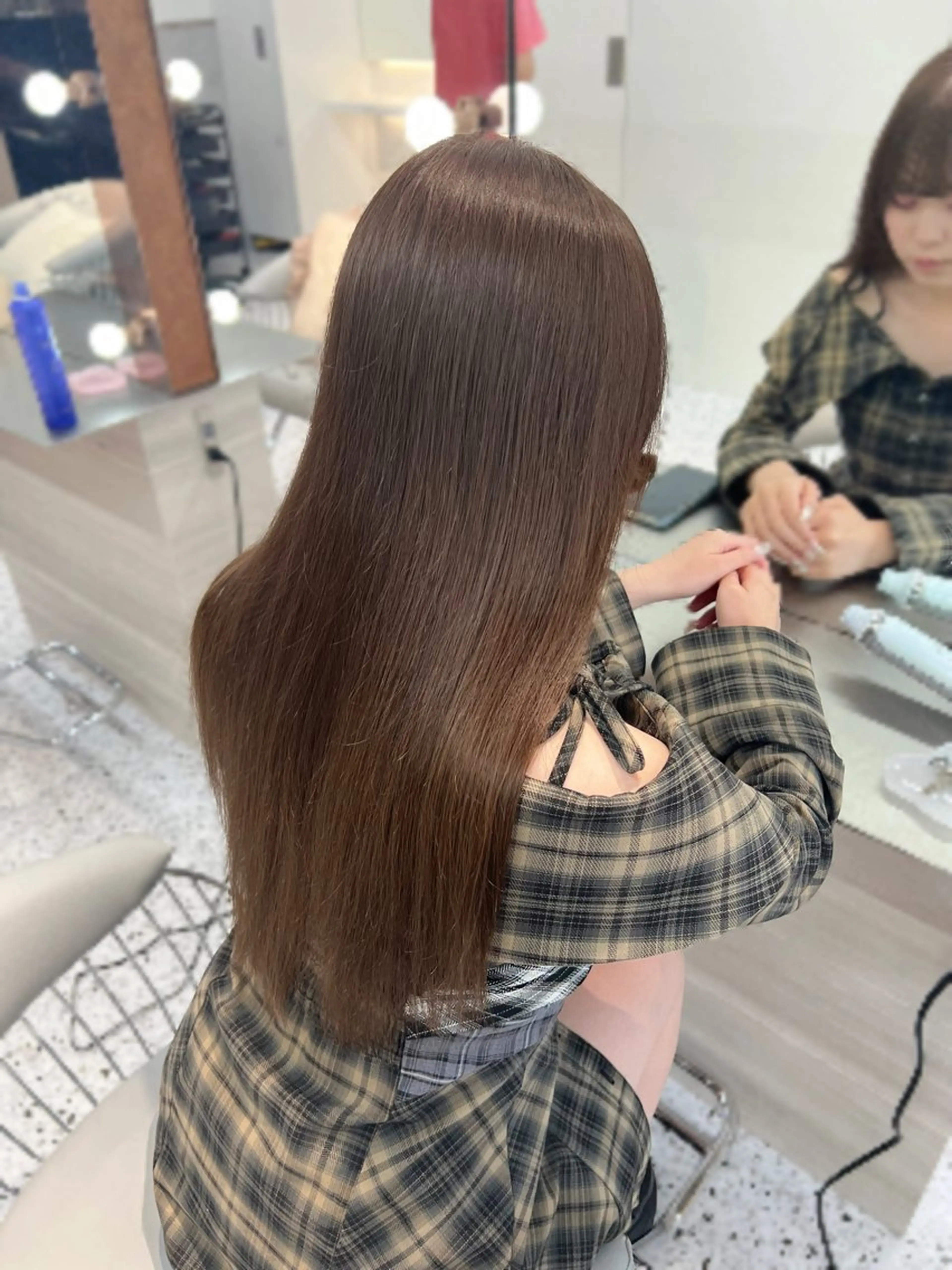 ロング チョコレートブラウン 韓国風ヘア ワンホンヘア 🎀透明感ブラウ ンshizuka🎀のヘアスタイル