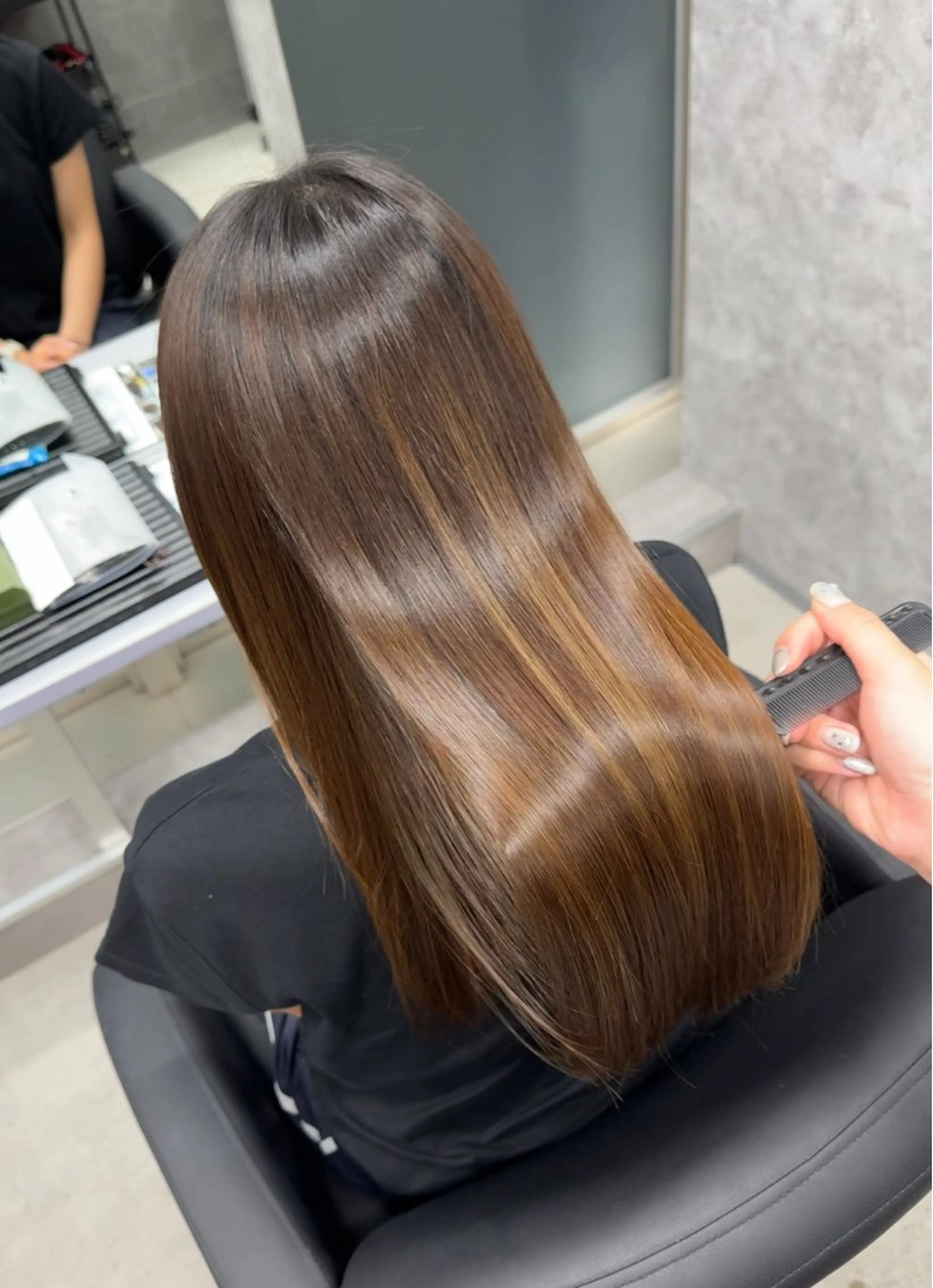 ロング カラー バレイヤージュ デザインカラー ダブルカラー ハイライトカラー ハイライト カット ヘアカラー トリートメント Forest. -髪質改善-のヘアスタイル