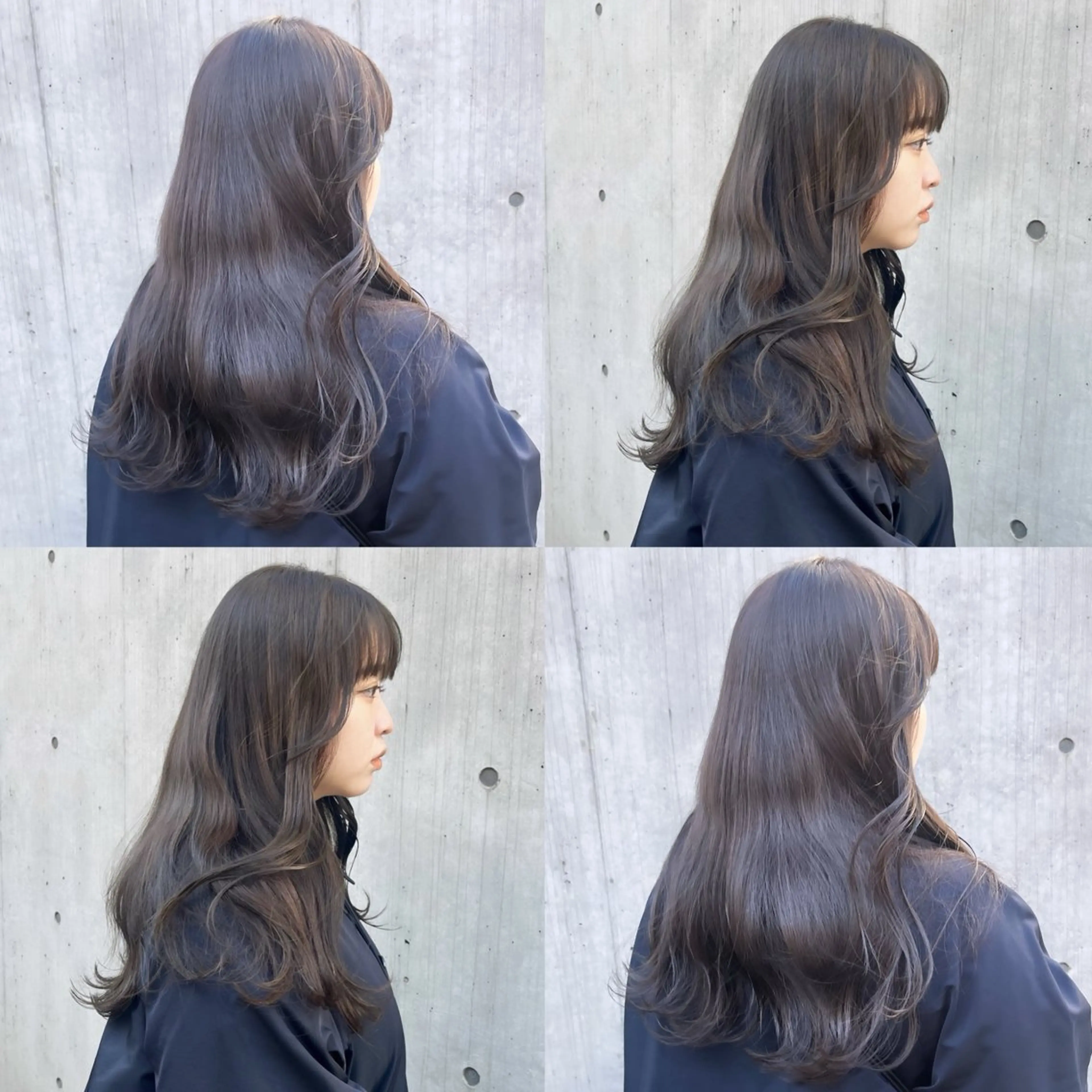 セミロング カラー アッシュ アッシュブラウン アッシュグレー アッシュグレージュ ベージュカラー カット ヘアカラー トリートメント ヘッドスパ ヘアセット カジュアルを女っぽく 𝗮𝘆𝗮𝗰𝗼のヘアスタイル