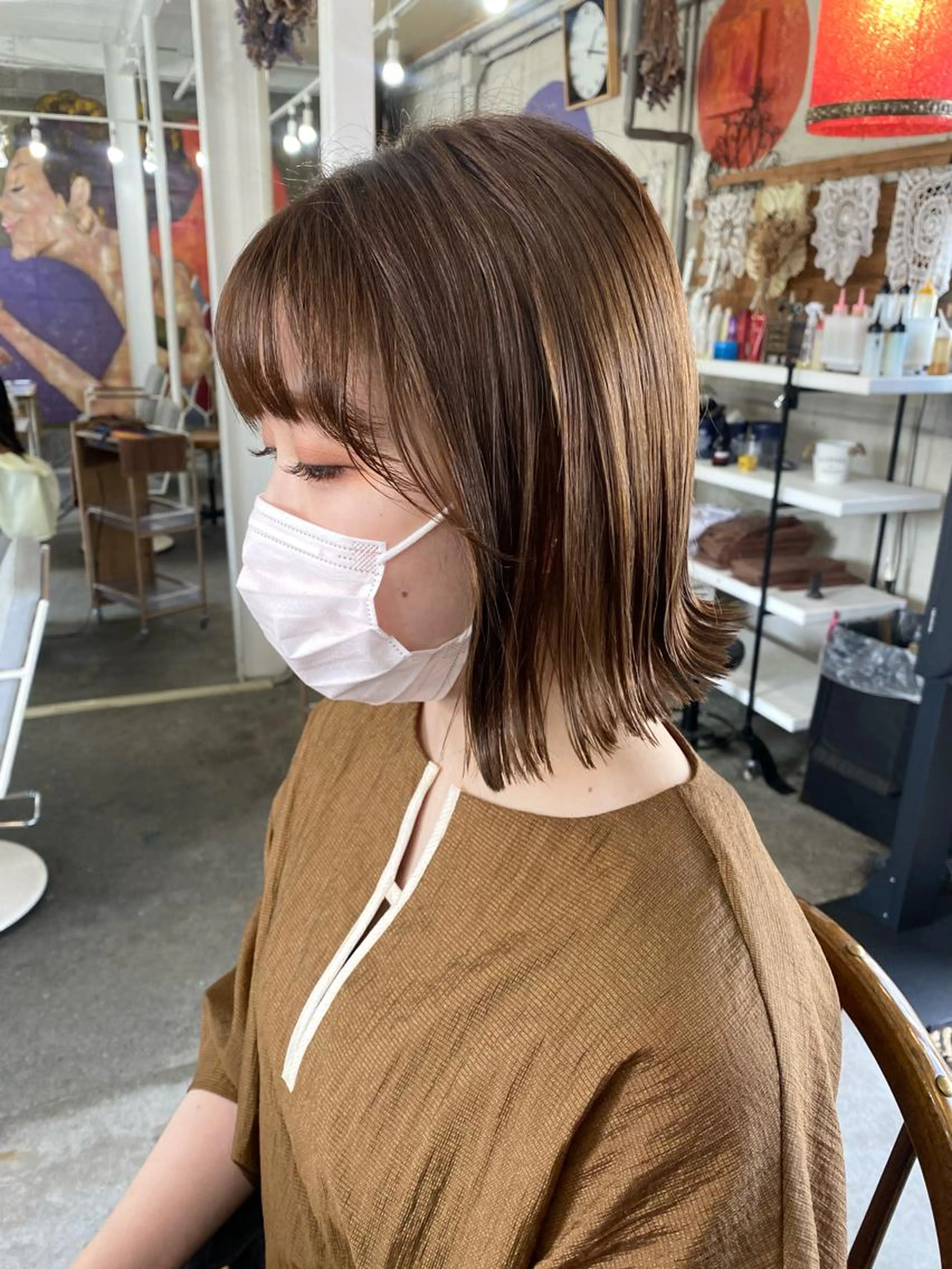 ブリーチしないWカラーマロンブラウン系の写真