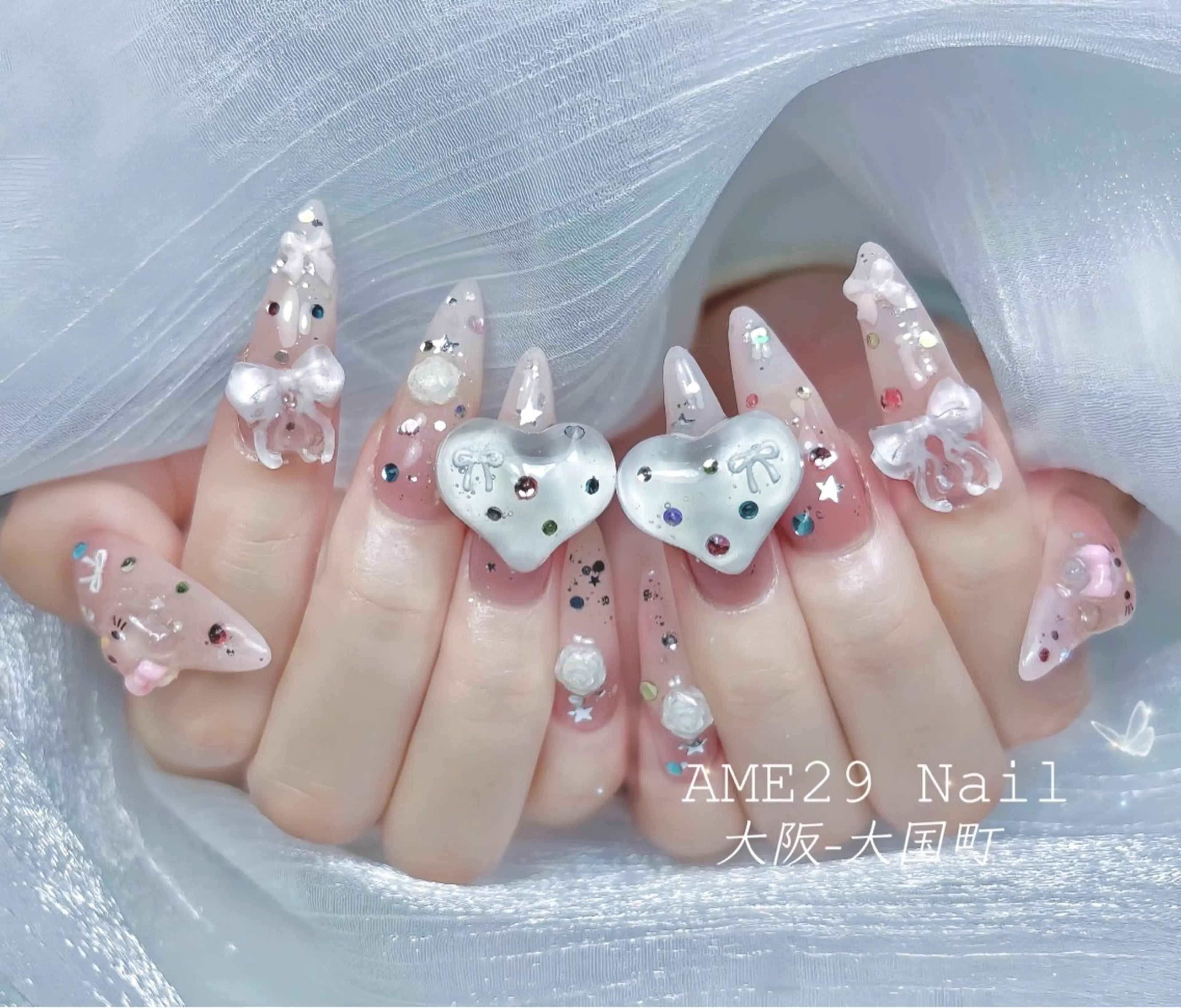 ロング カラー ハンドネイル Ame29NailOsaka所属・AME29 Nail ネイルサロンのネイルデザイン