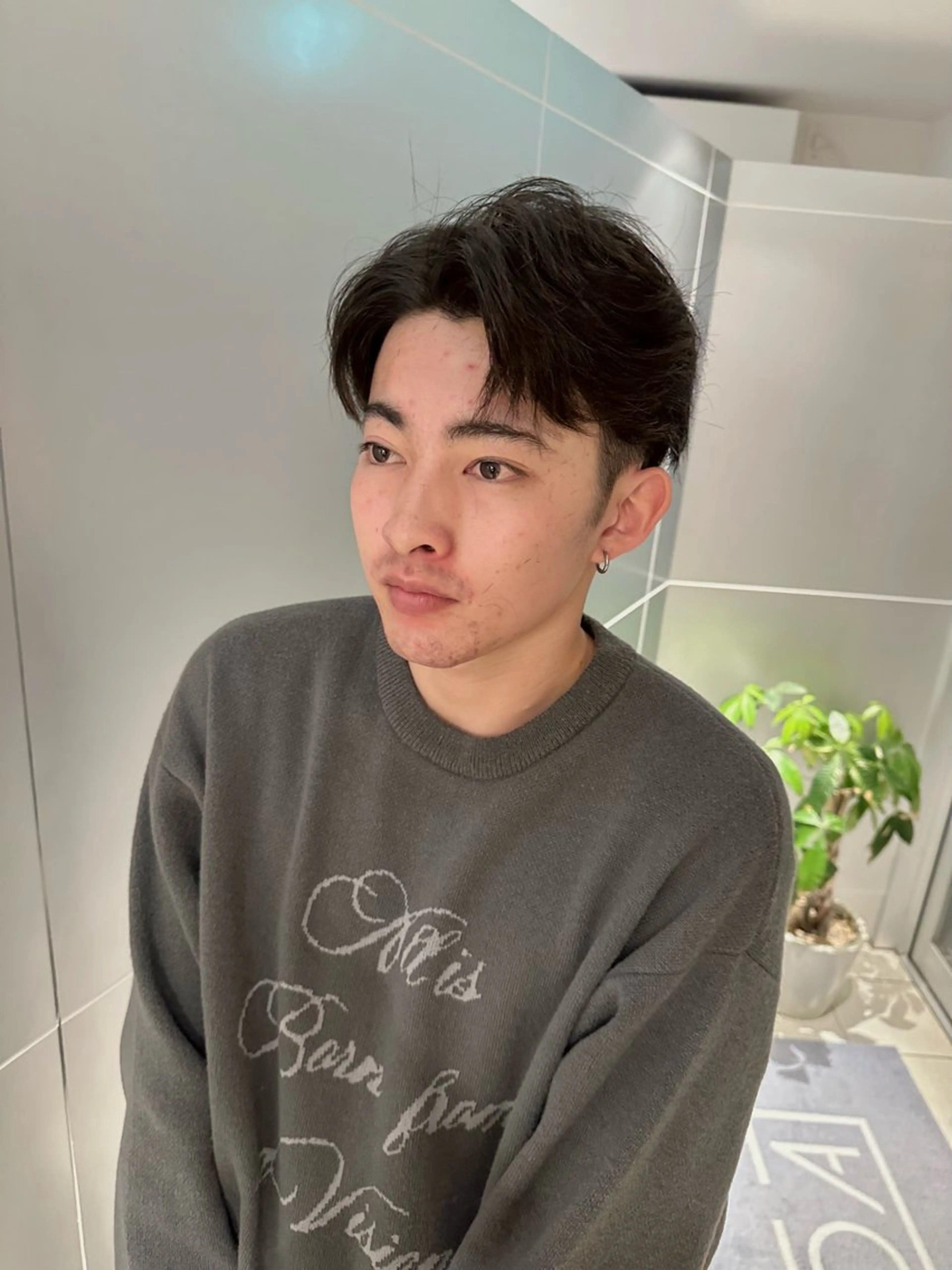 ミディアム メンズ ミディアムパーマ フェザーパーマ メンズパーマ メンズパーマ達人/ フェード/イツキのヘアスタイル