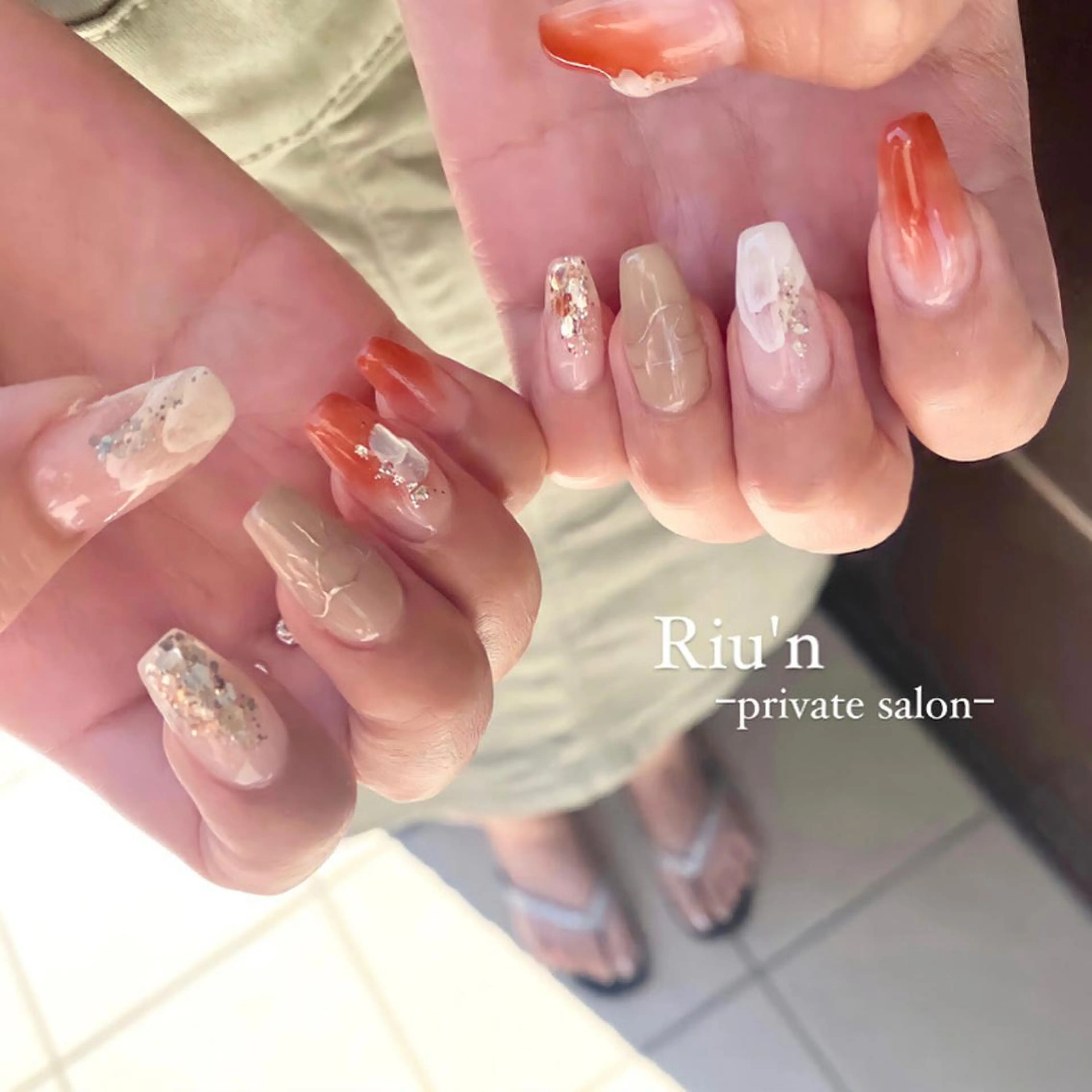 ロング ハンドネイル Riu*n -private-のネイルデザイン