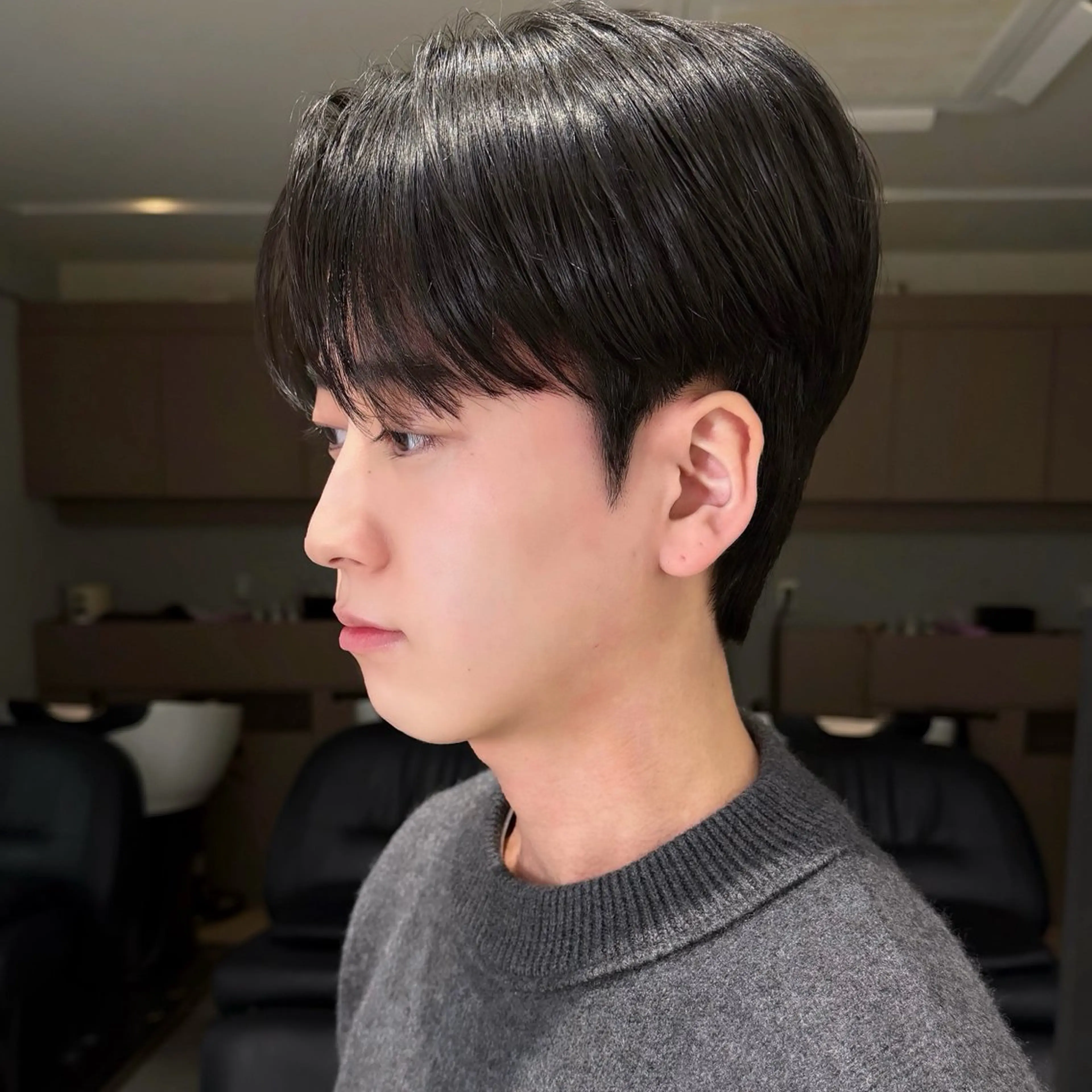 ショート カラー パーマ メンズ センターパート ダウンパーマ メンズ韓国風 メンズパーマ 韓国風ヘア カット パーマ GOTODAY SHAIRE SALON 原宿verno店所属・【センターパート】 大竹 龍之介のヘアスタイル