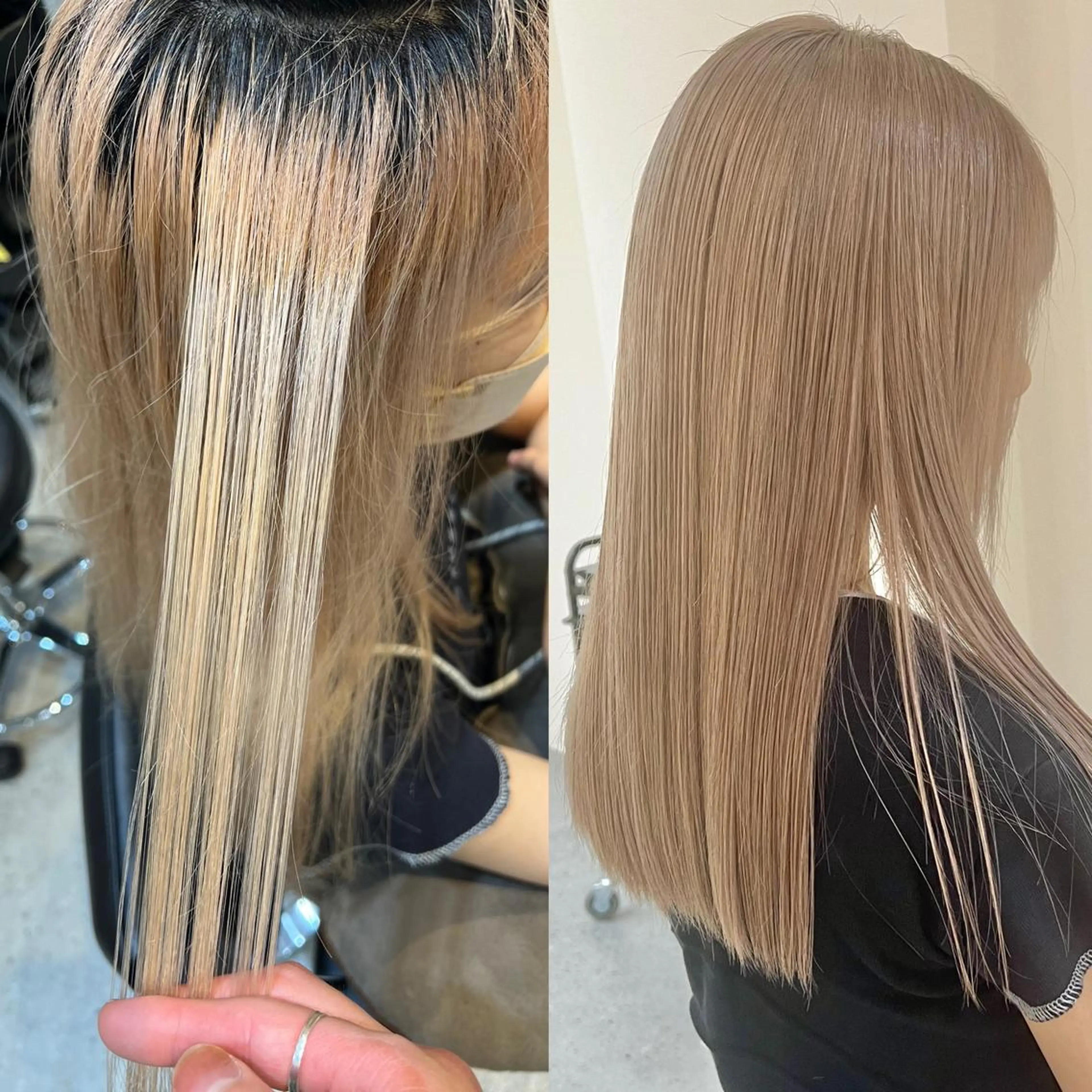 ロング カラー ベージュカラー ブリーチ ハイトーンカラー ミルクティーベージュ Via officialのヘアスタイル