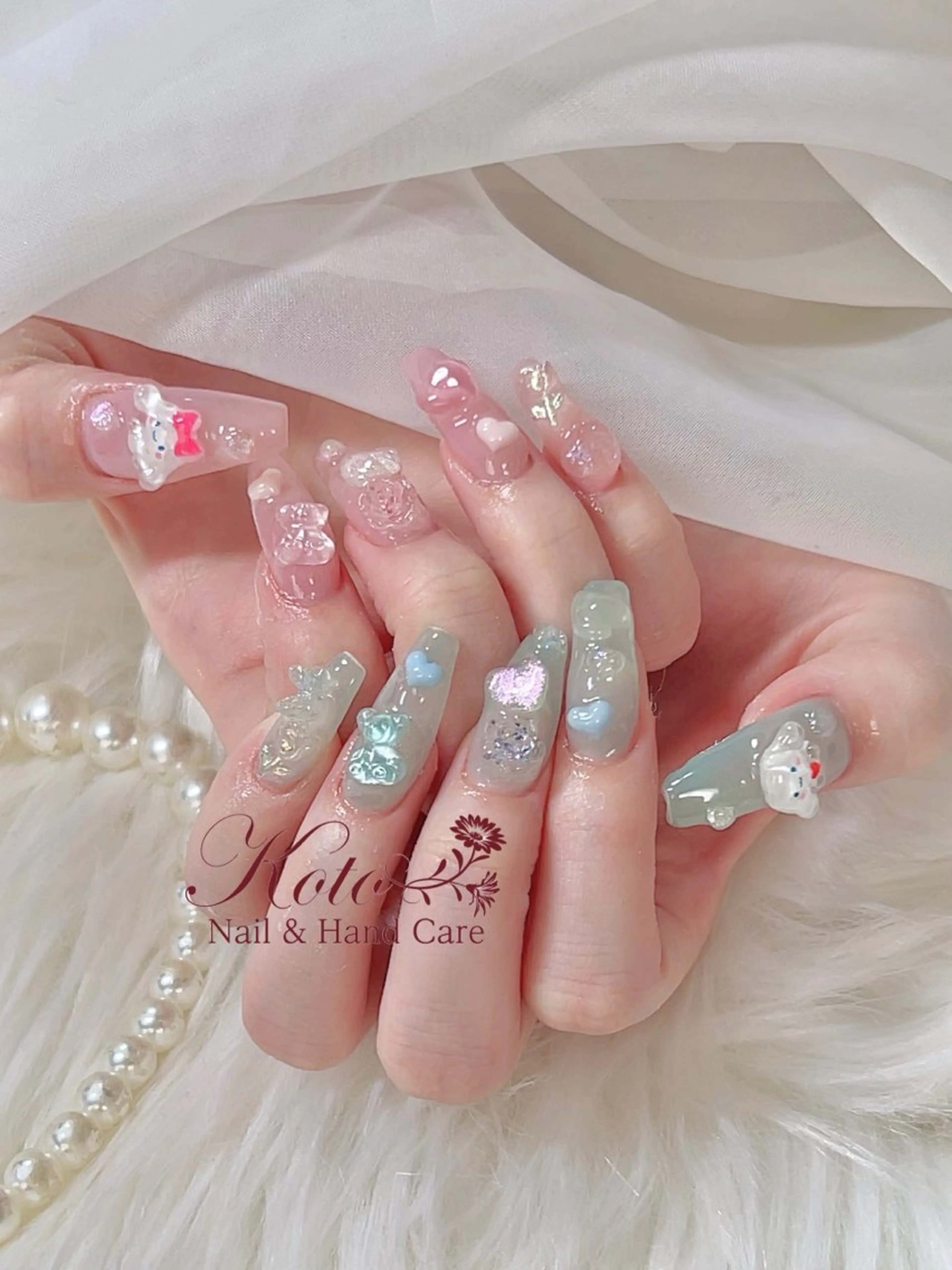 ネイル 長さ出し ジェルネイル 持ち込み ニュアンスネイル 赤色 ハンドネイル Nail Salon KOTOのネイルデザイン