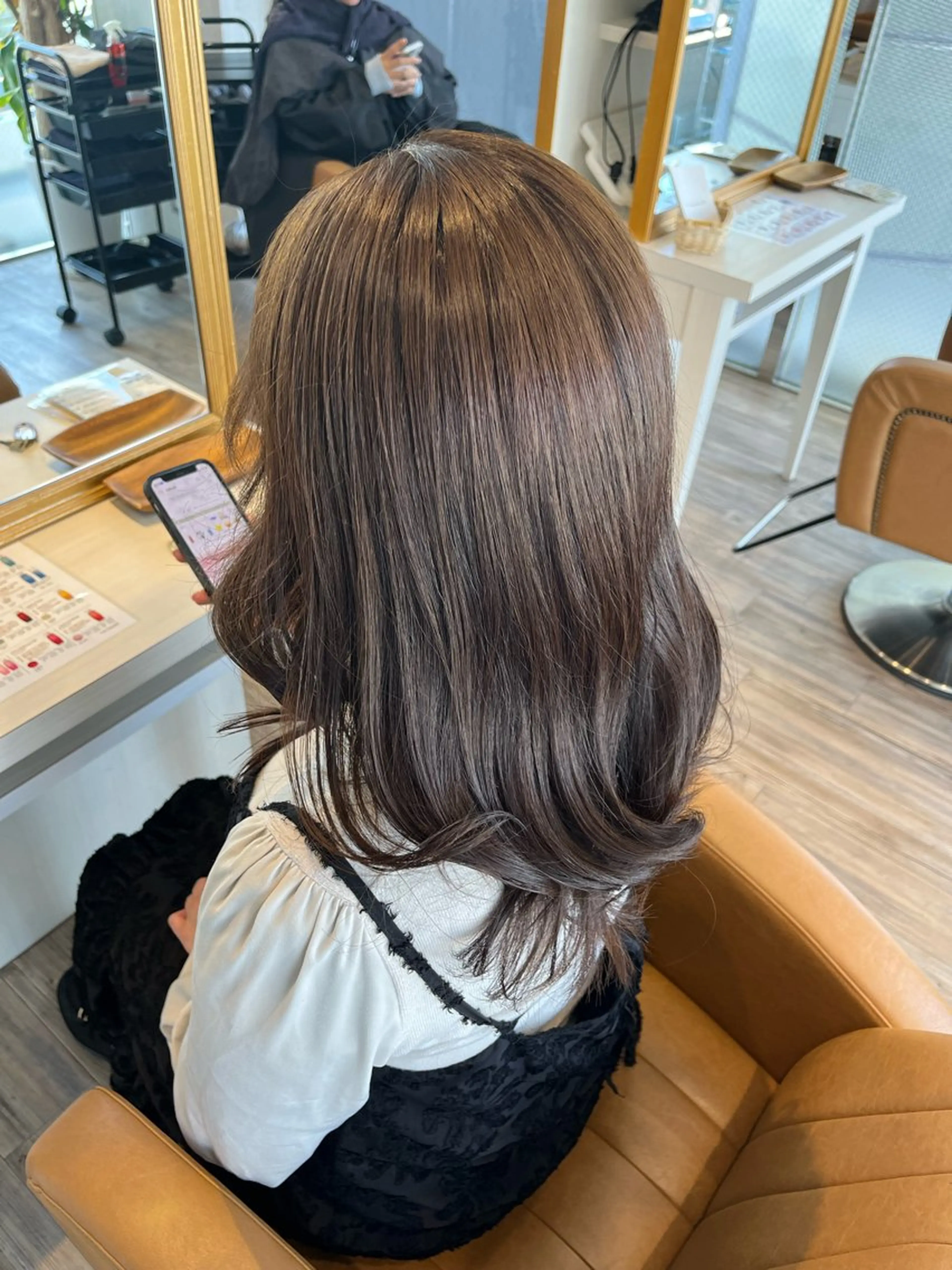 セミロング カラー ショコラグレージュ 透明感カラー グレージュ ヘアカラー ブリーチなしWカラー レイヤー/Rickyのヘアスタイル