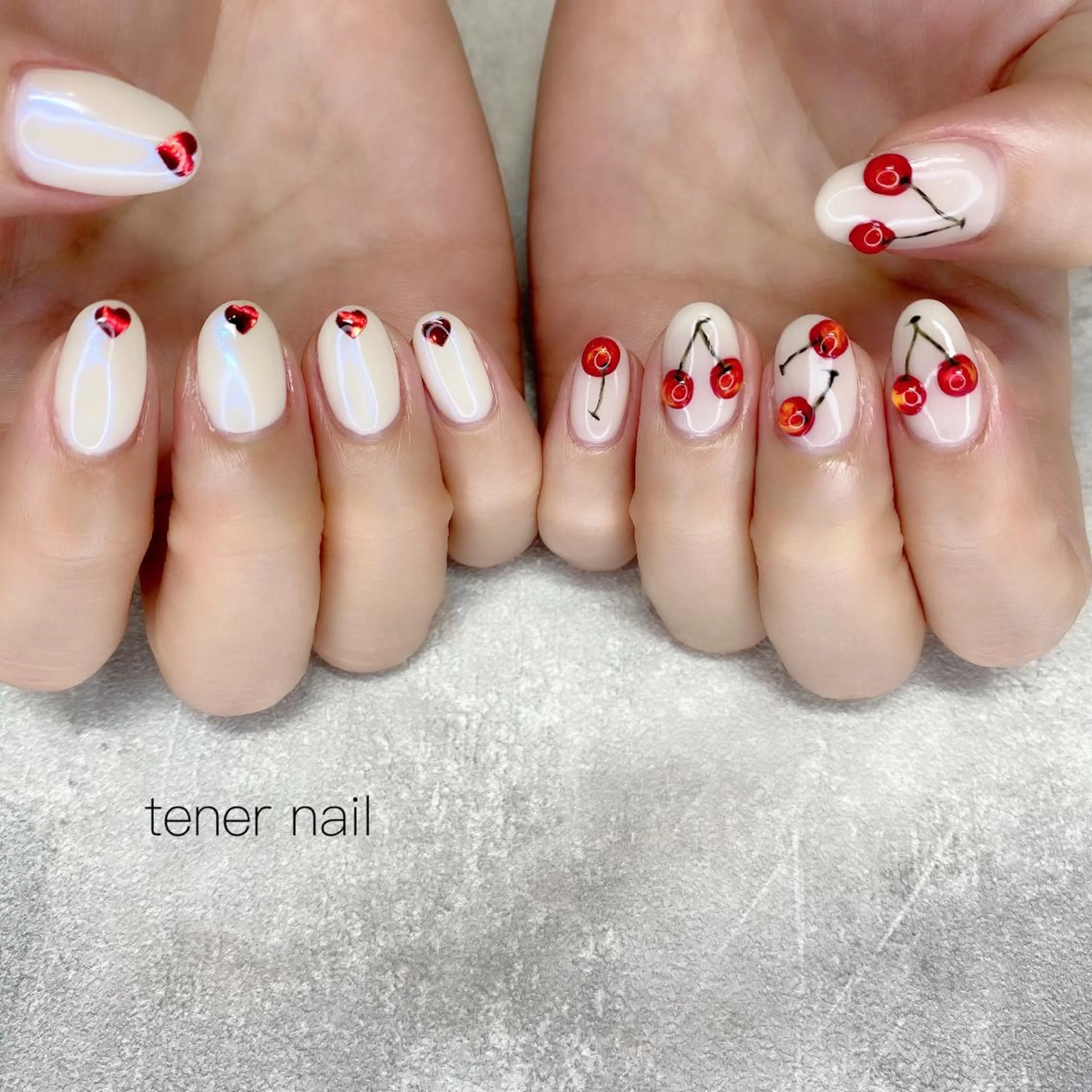 ネイル ハート 赤色 tener  nail  テネルネイル所属・テネルネイル tener nailのネイルデザイン