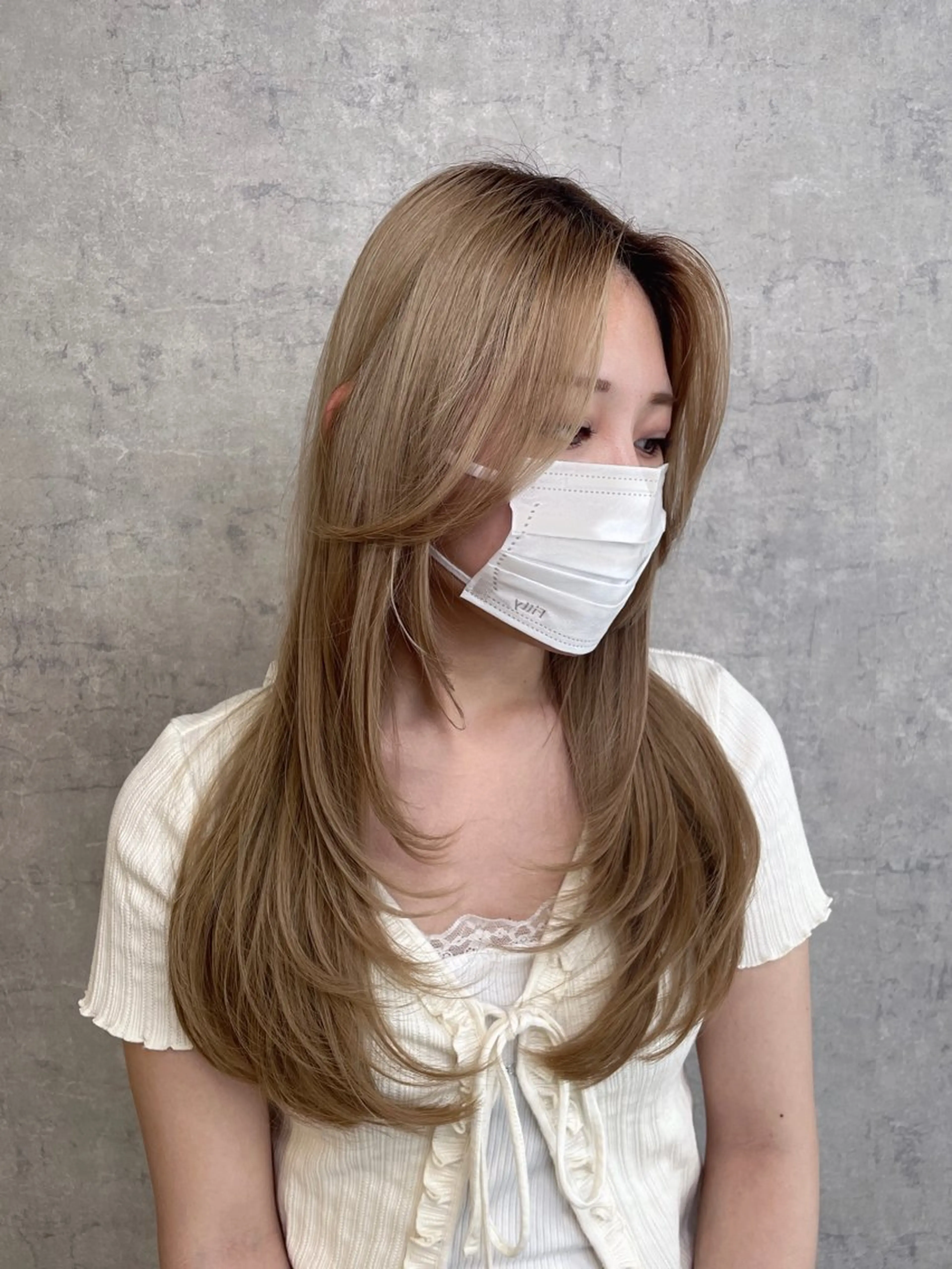 ロング 顔まわりレイヤー 顔周りカット 姫カット 髪質改善 韓国風ヘア トレンド韓国ヘア 🇰🇷のんのヘアスタイル