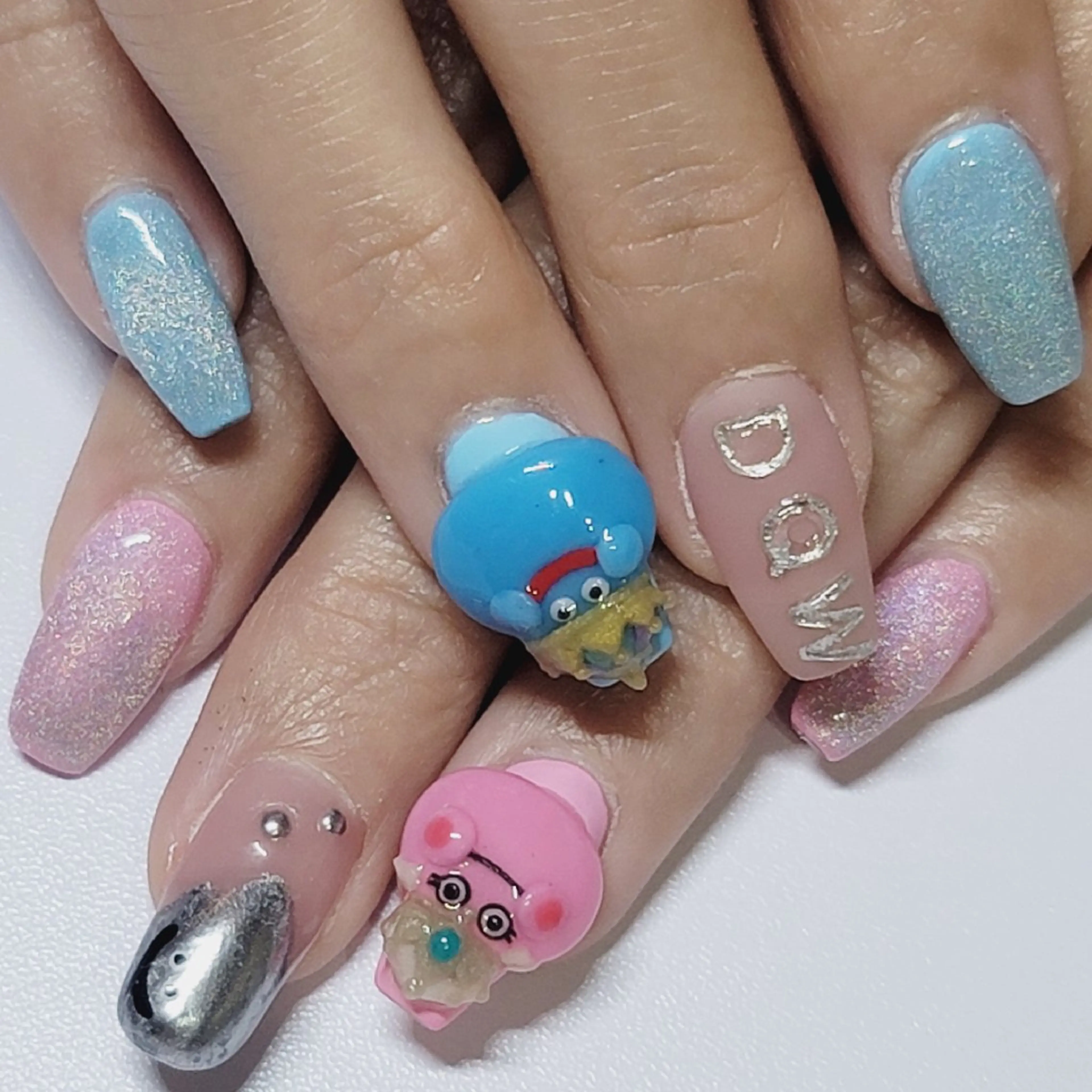 ネイル アートネイル ブルー パステルネイル ピンク シンプルネイル ハンドネイル よしだ ひろきのネイルデザイン