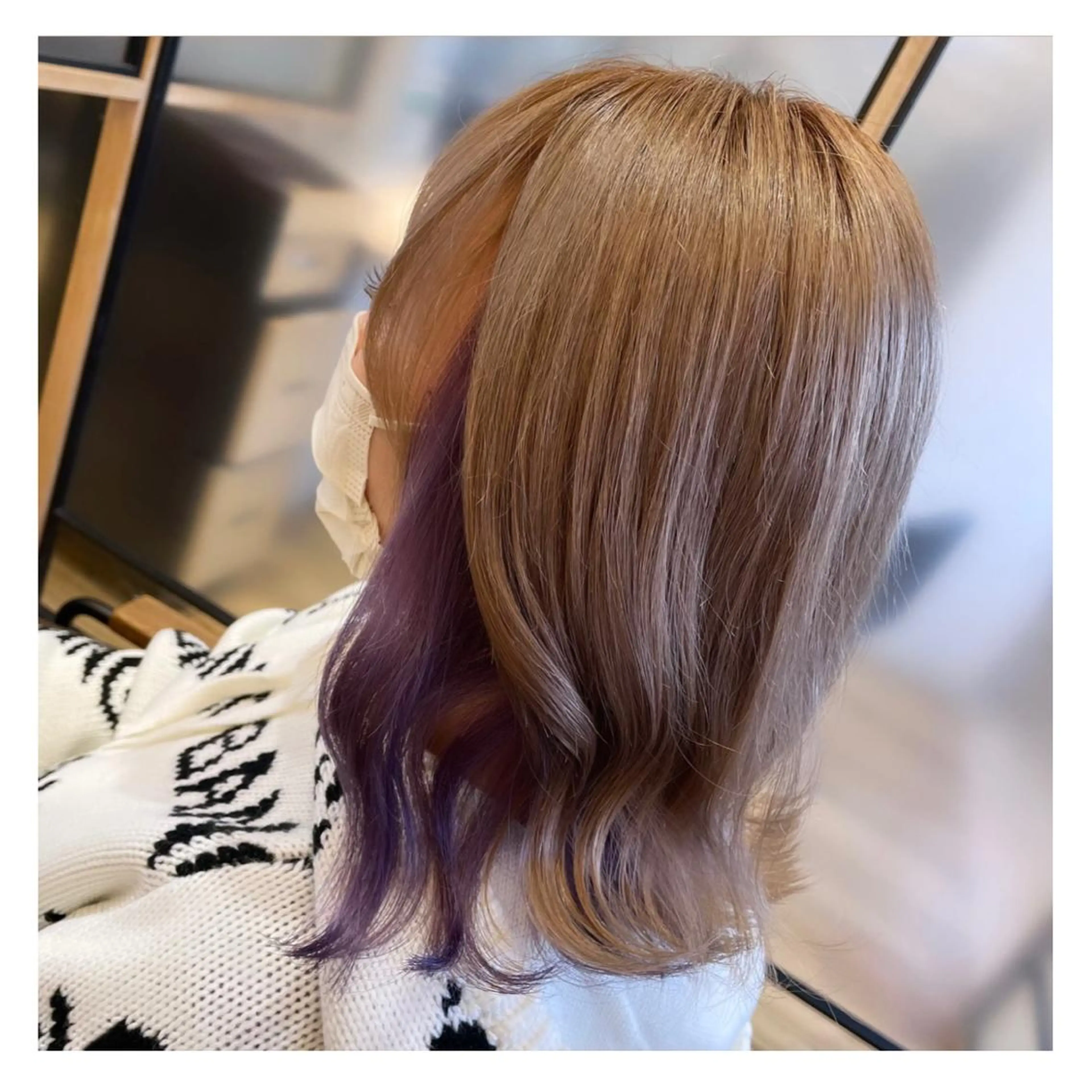 ミディアム カラー ベージュカラー ブリーチ インナーカラー ラベンダーカラー ミルクティーベージュ カット ヘアカラー トリートメント ❁⃘ ち だ り さ ❁⃘のヘアスタイル
