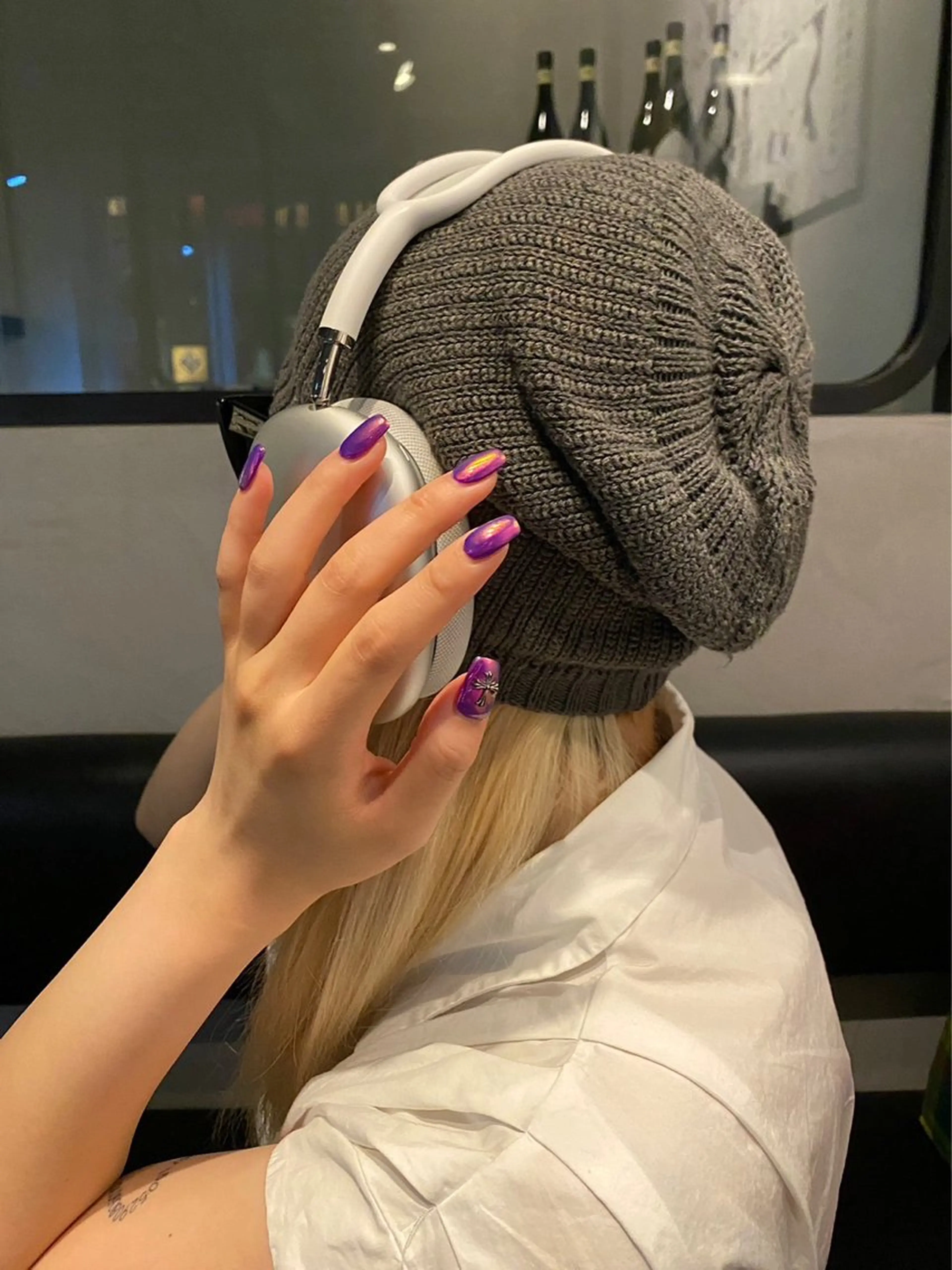 ネイル ミラーネイル 持ち込み ニュアンスネイル パープル ハンドネイル ハンドケア Charme. NOBUKOのネイルデザイン