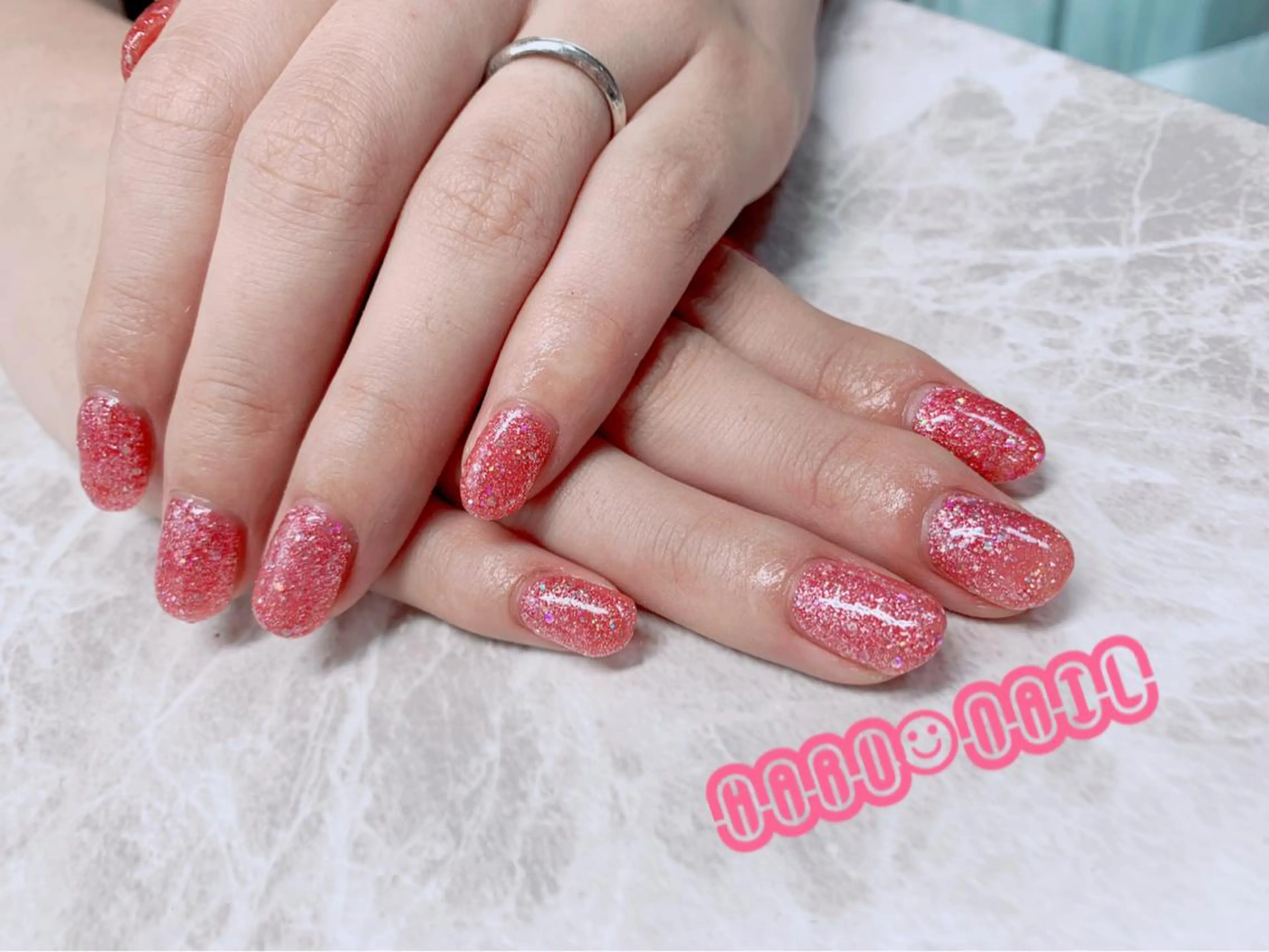 ネイル キラキラネイル ラメ(グリッター) ワンカラーネイル ピンク ハンドネイル 痩身/脱毛/ネイル HARUKAのエステ・リラクイメージ