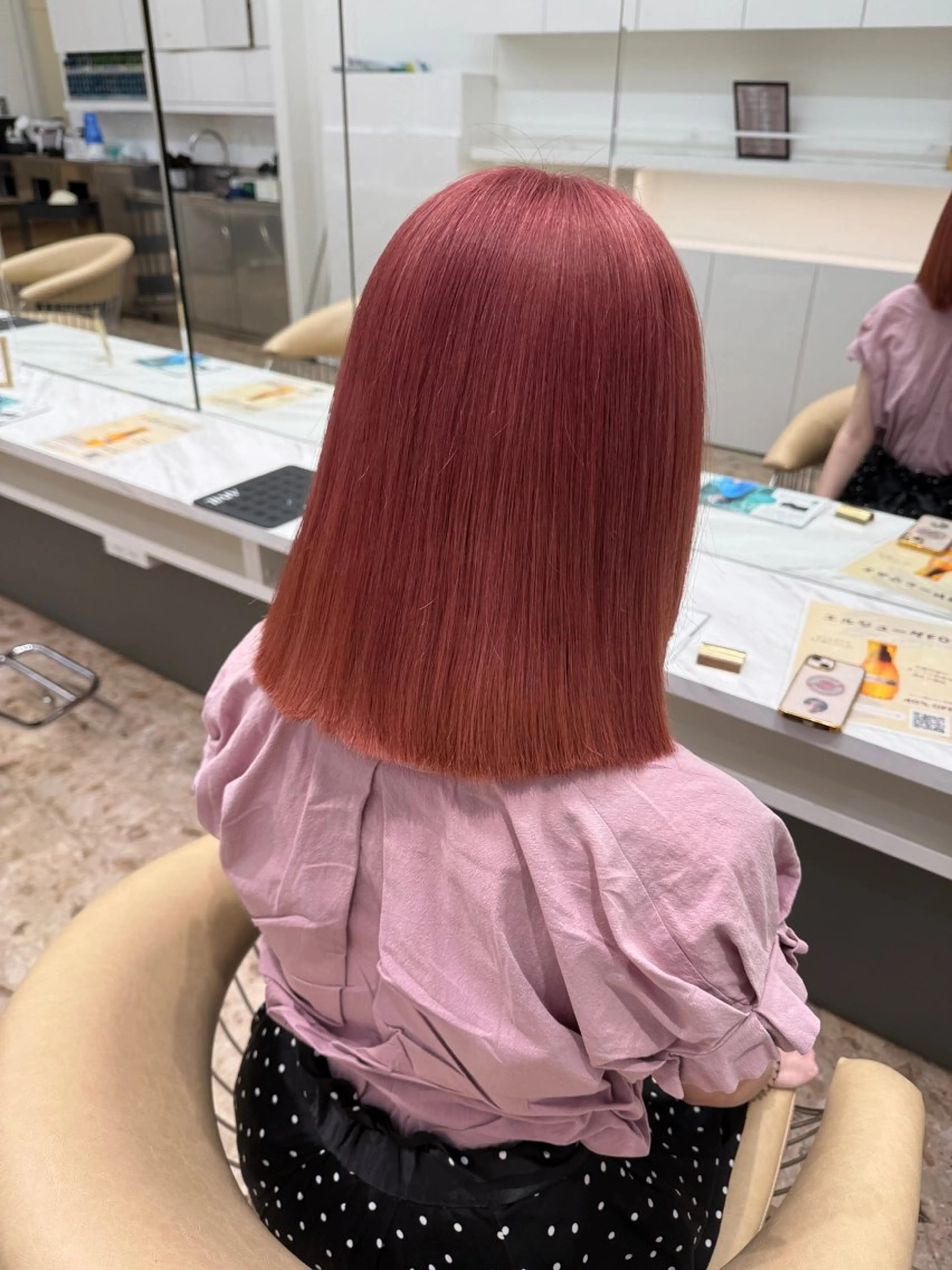 ミディアム カラー ブリーチ カシス ピンクカラー ヘアカラー 透明感/韓国風/ fuka🎀🪽のヘアスタイル