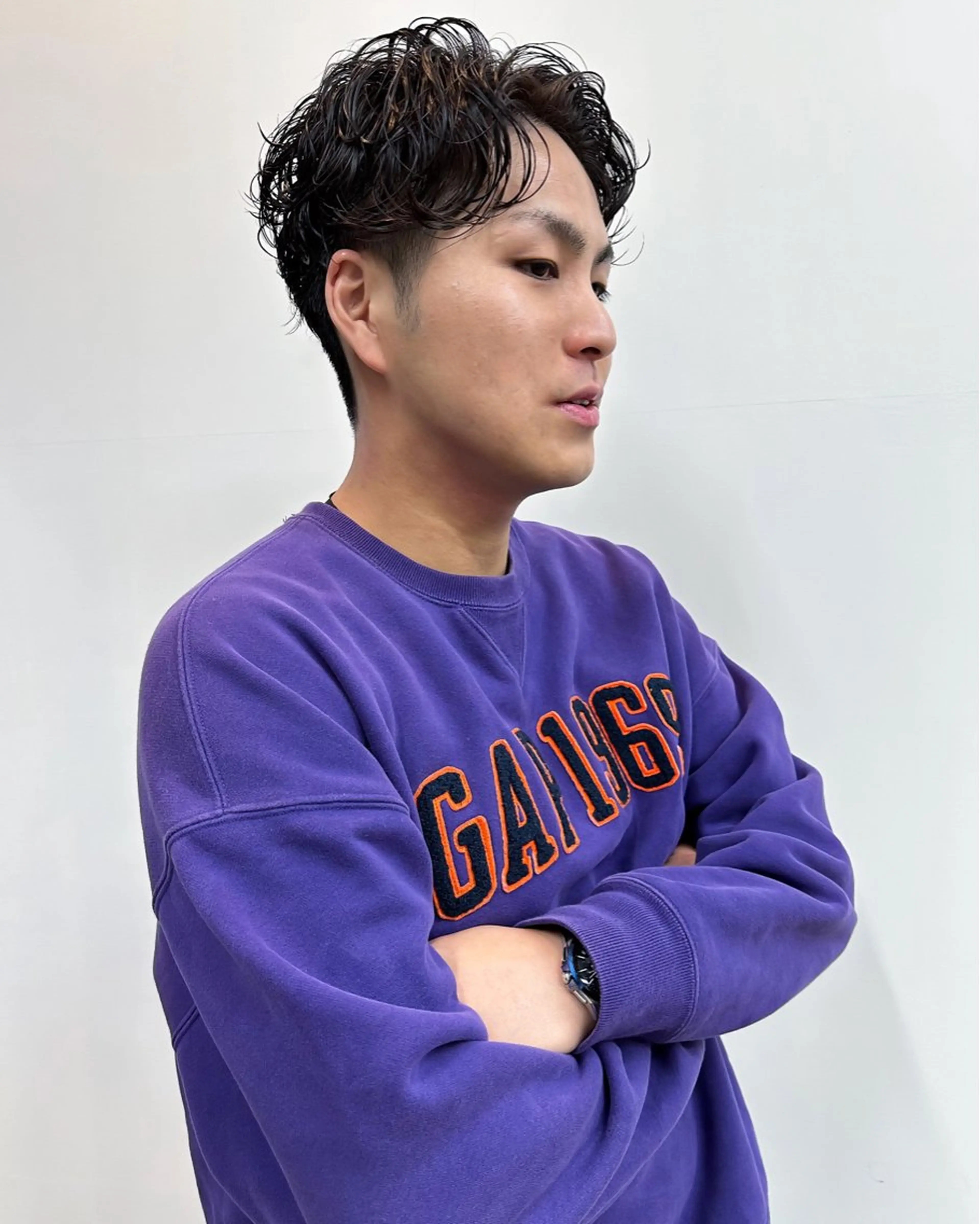 ショート パーマ メンズ センターパート メンズパーマ 似合わせカット ケアパーマ喜来雅由のヘアスタイル