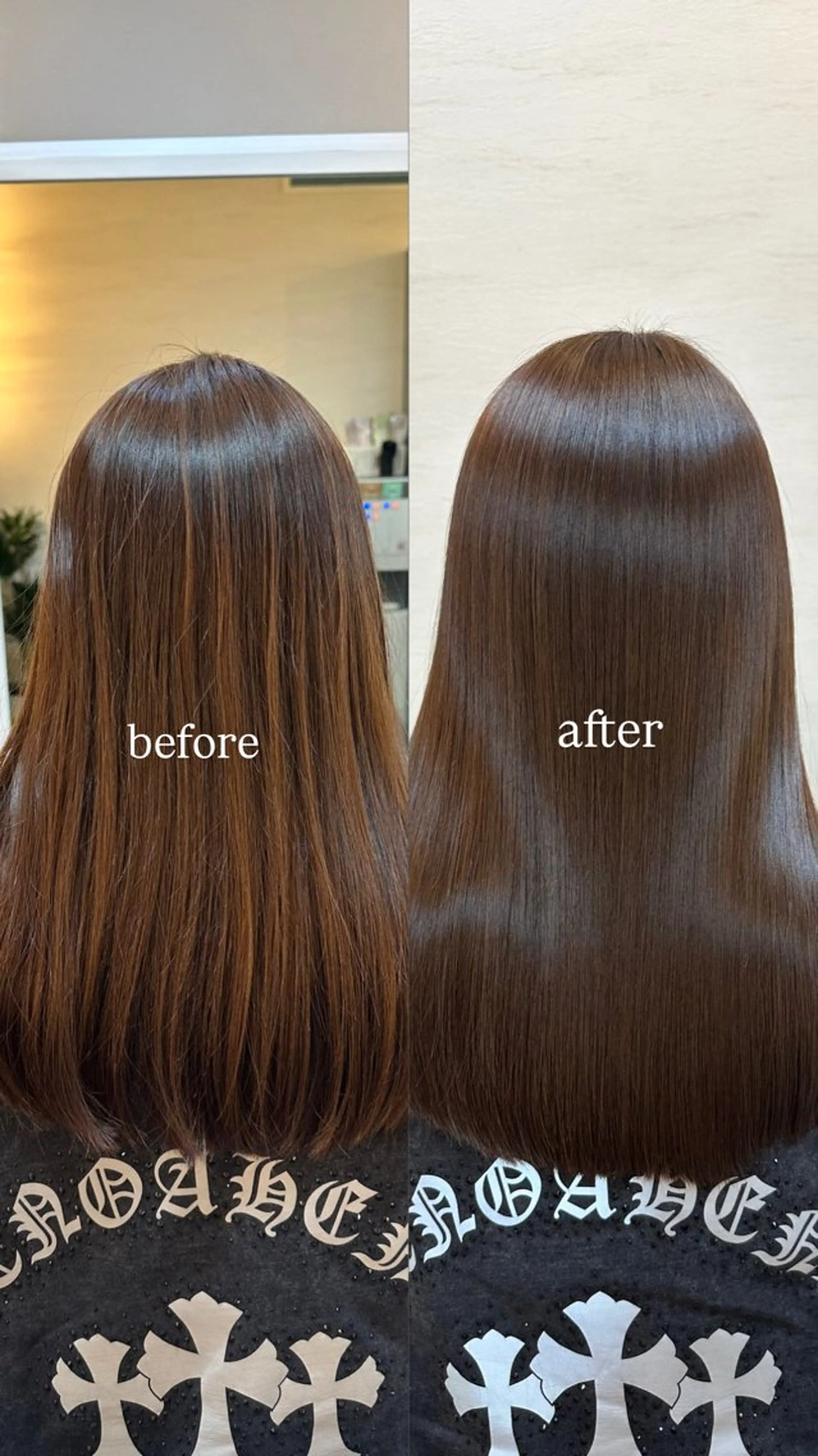 セミロング 髪質改善 トリートメント ヘアカラー トリートメント 🖤ほのか/ツヤ髪 /髪質改善/縮毛矯正のヘアスタイル