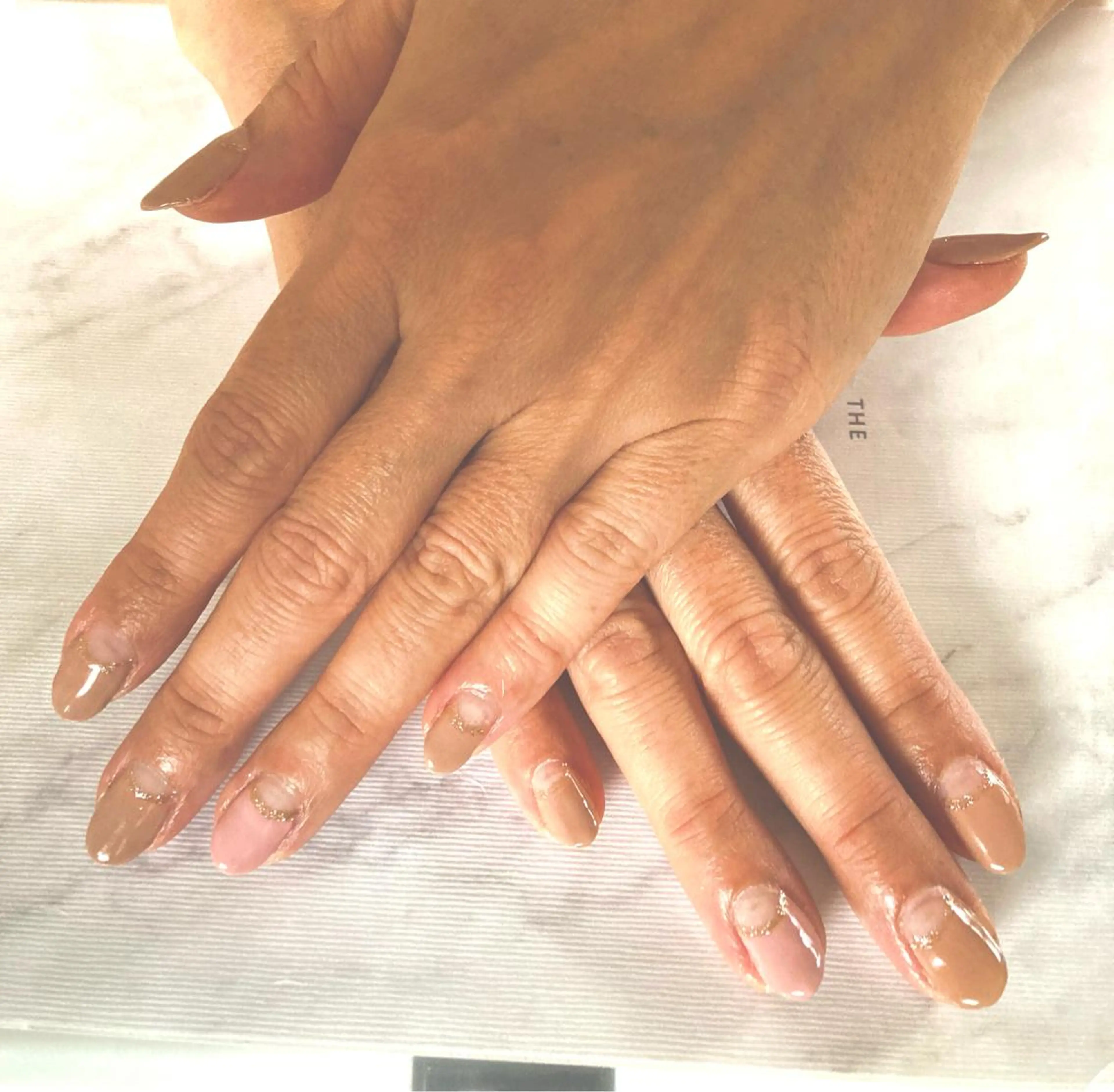 ネイル フレンチネイル ラメ(グリッター) 逆フレンチ lino  nail リノネイルのネイルデザイン