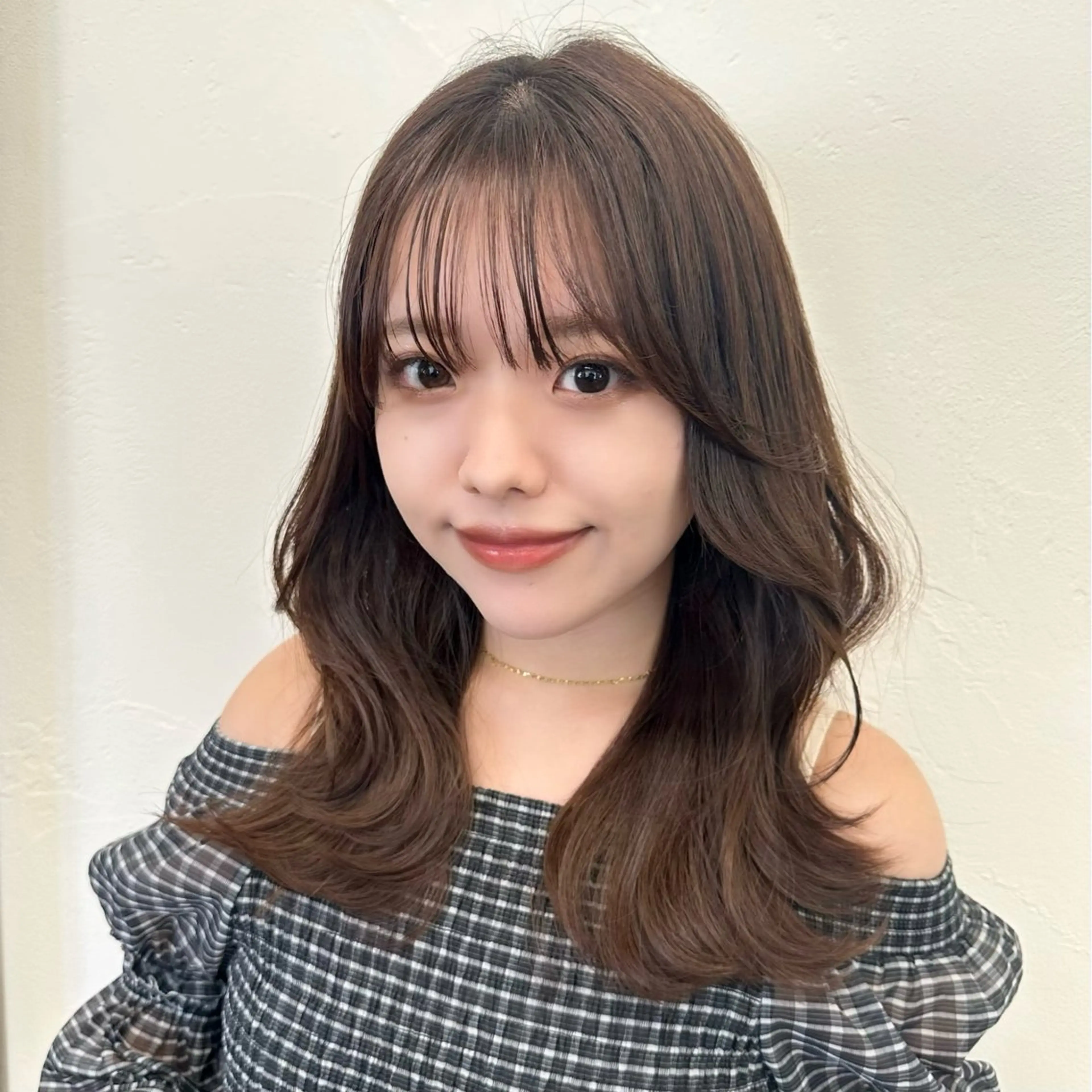 ミディアム カラー パーマ ヘアアレンジ メンズ キッズ 顔周りcut/ 艶ワンカラー♥ちさきのヘアスタイル