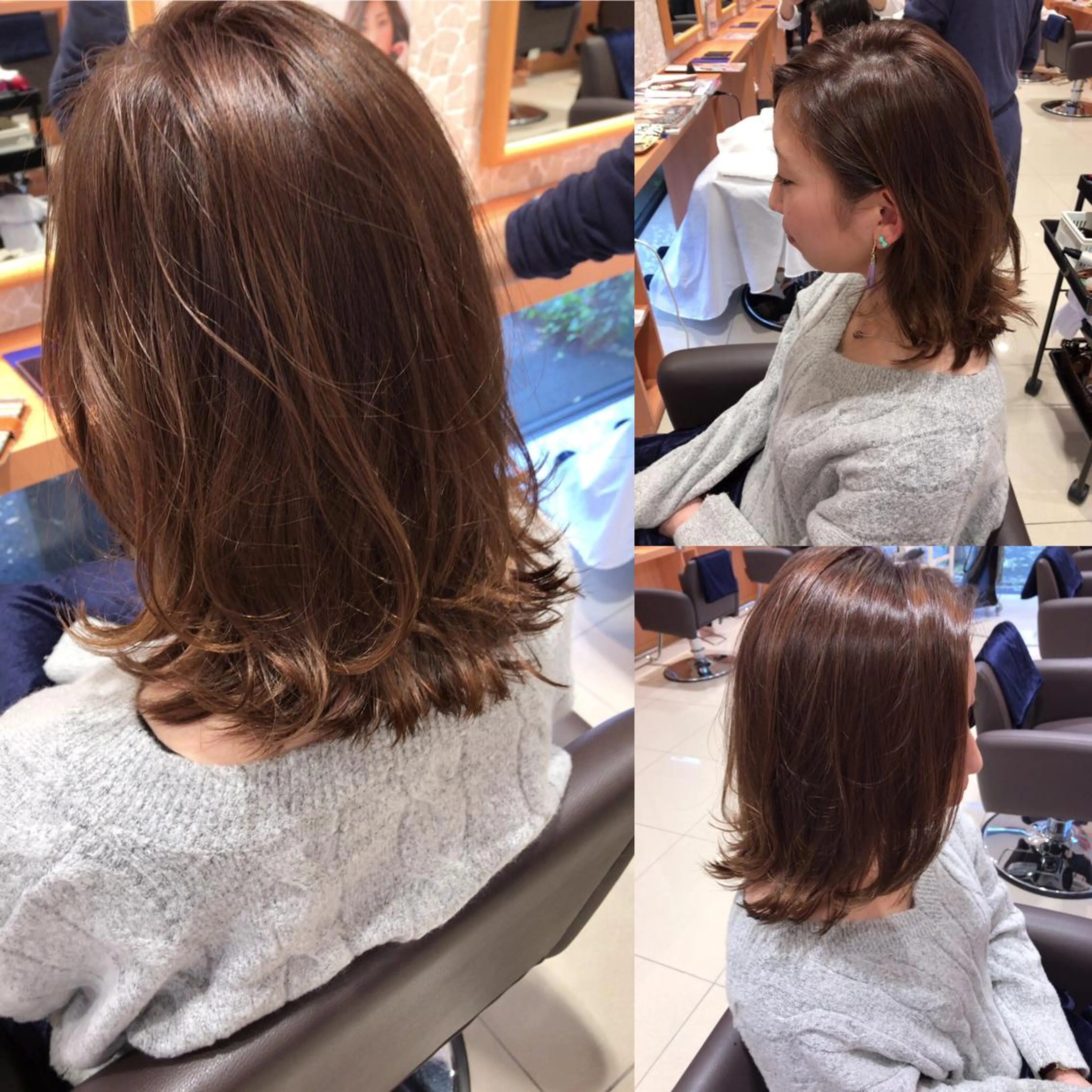 ミディアム カラー パーマ レイヤーカット匠 イソザキノリユキのヘアスタイル