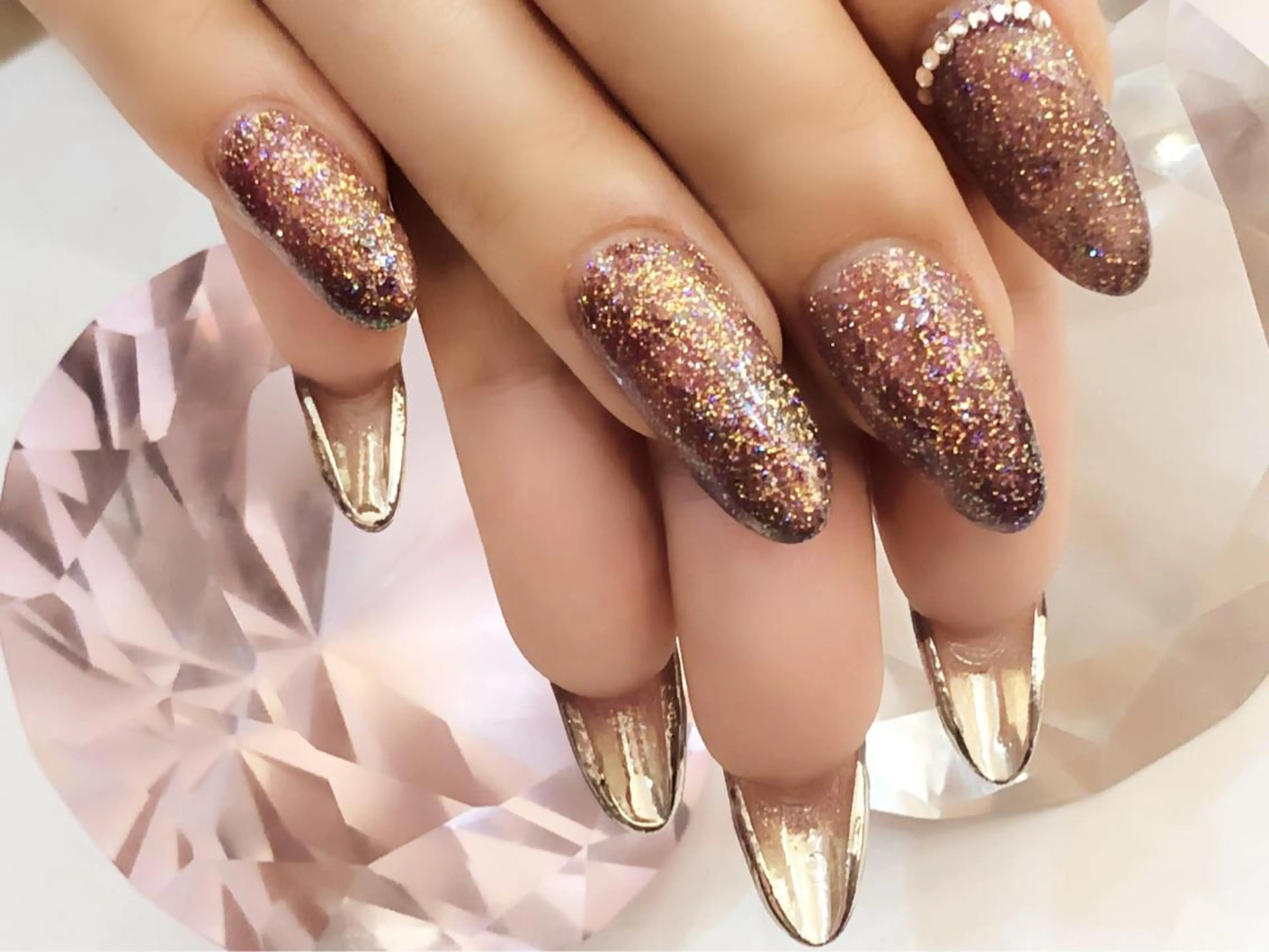 ロング カラー メンズ キッズ ネイル ジェルネイル ラメ(グリッター) スカルプネイル 冬ネイル NAILSGOGO shibuyaのネイルデザイン